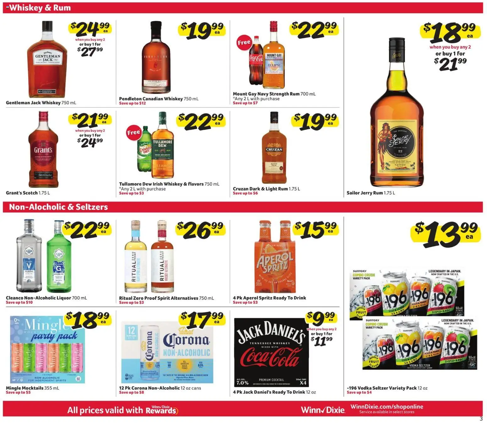 Winn Dixie Alcohol Flyer - valid from 05.01.2026 | Page: 3 | Products: Vodka, Whiskey, Lemon, Mango