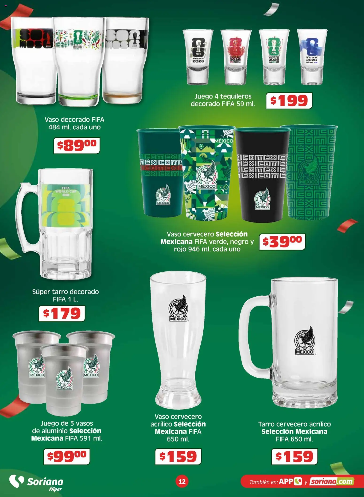 Nuevas ofertas de Soriana válidas en toda la República Mexicana desde el 26.03.2026. ¡Encuentra las mejores ofertas en Soriana En México apoyamos con todo Híper Nacional! | Página: 12 | Productos: Juego, Vasos