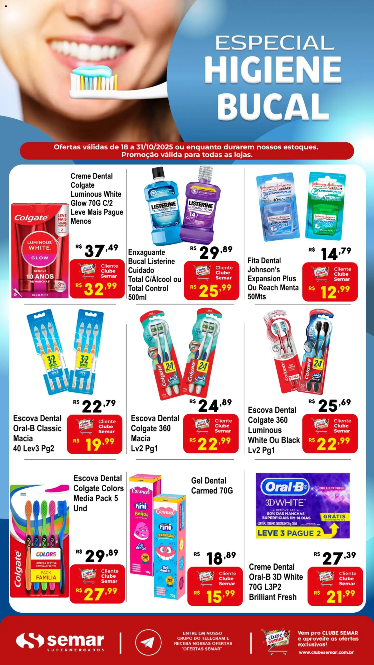 Semar Supermercado Folheto - válido de 18.10.2025 | Página: 1 | Produtos: Escova, Fita, Creme, Creme dental