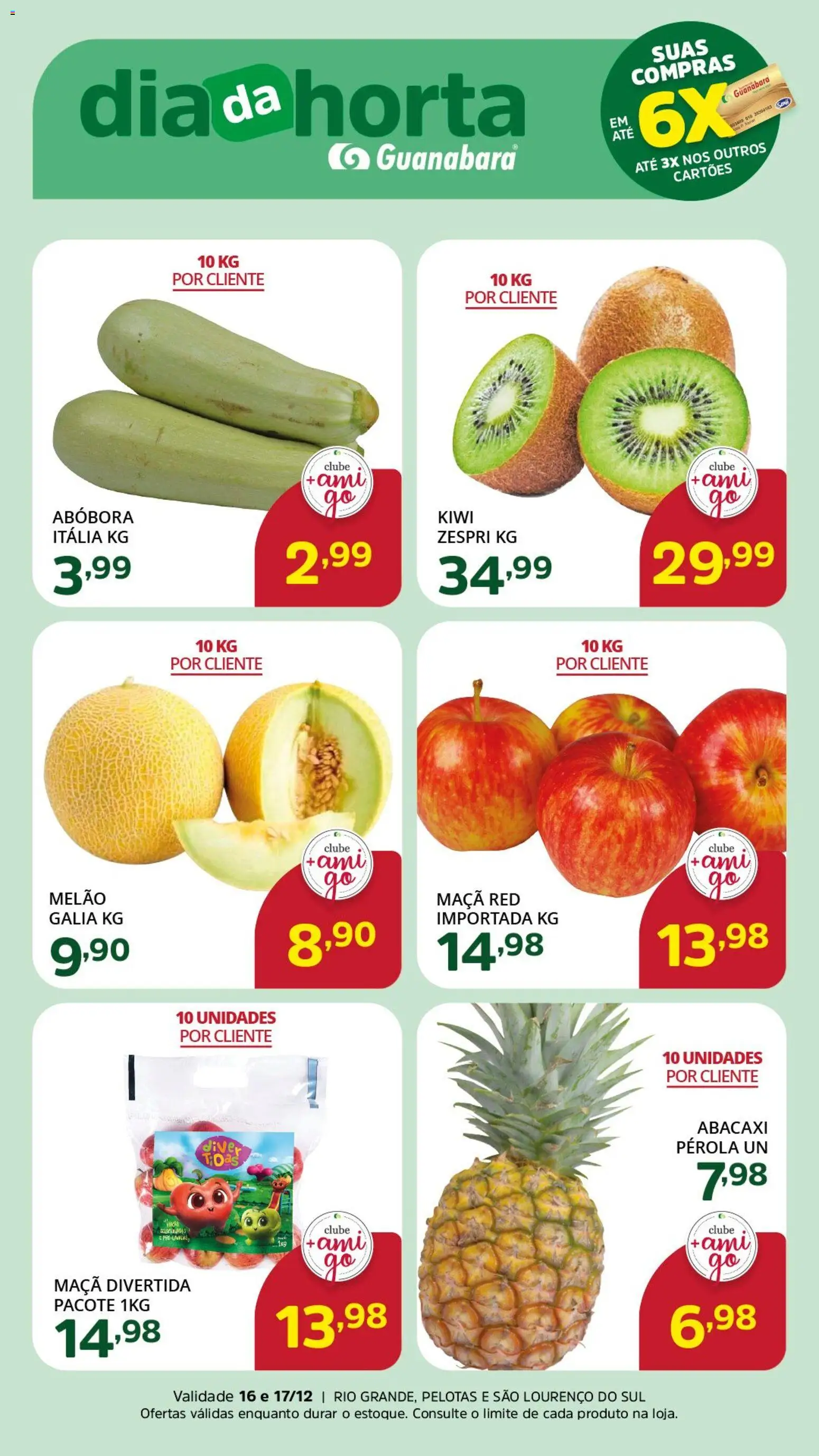 Supermercado Guanabara Folheto - válido de 16.12.2025 | Página: 2 | Produtos: Melão, Abóbora, Abacaxi, Kiwi