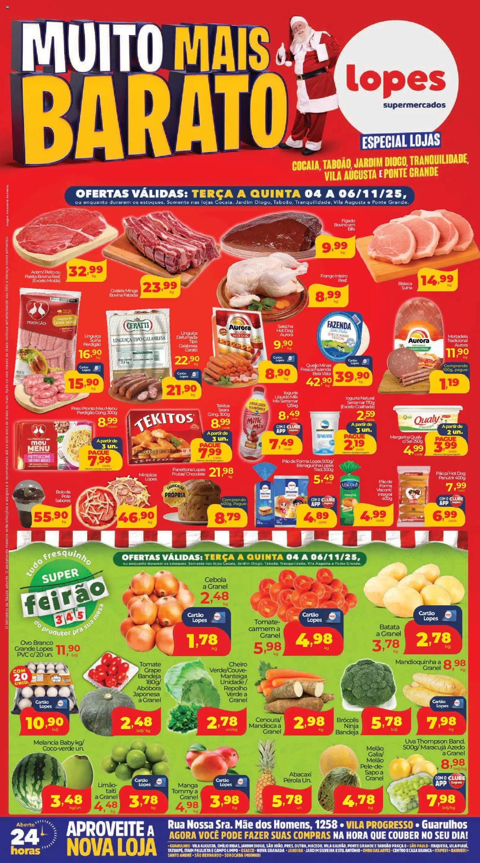 Lopes Supermercados Folheto - válido de 04.11.2025 | Página: 1 | Produtos: Melão, Abóbora, Cebola, Repolho