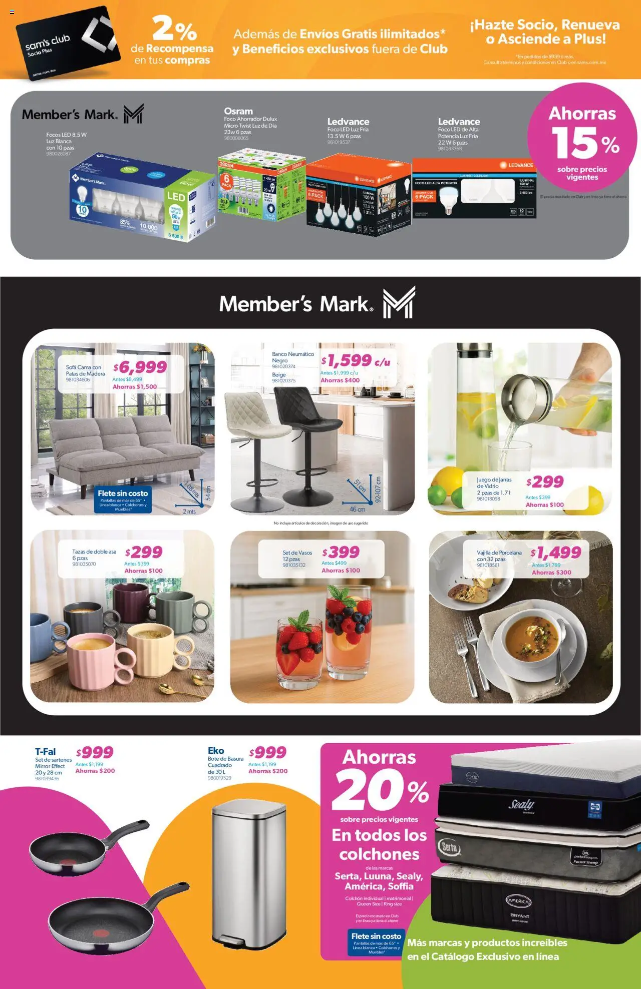 Nuevas ofertas de Sam's Club válidas en toda la República Mexicana desde el 09.09.2025. ¡Encuentra las mejores ofertas en Sam's Club - Catálogo Socio Fest! | Página: 5 | Productos: Sofá, Cama, Vasos, Bote de basura