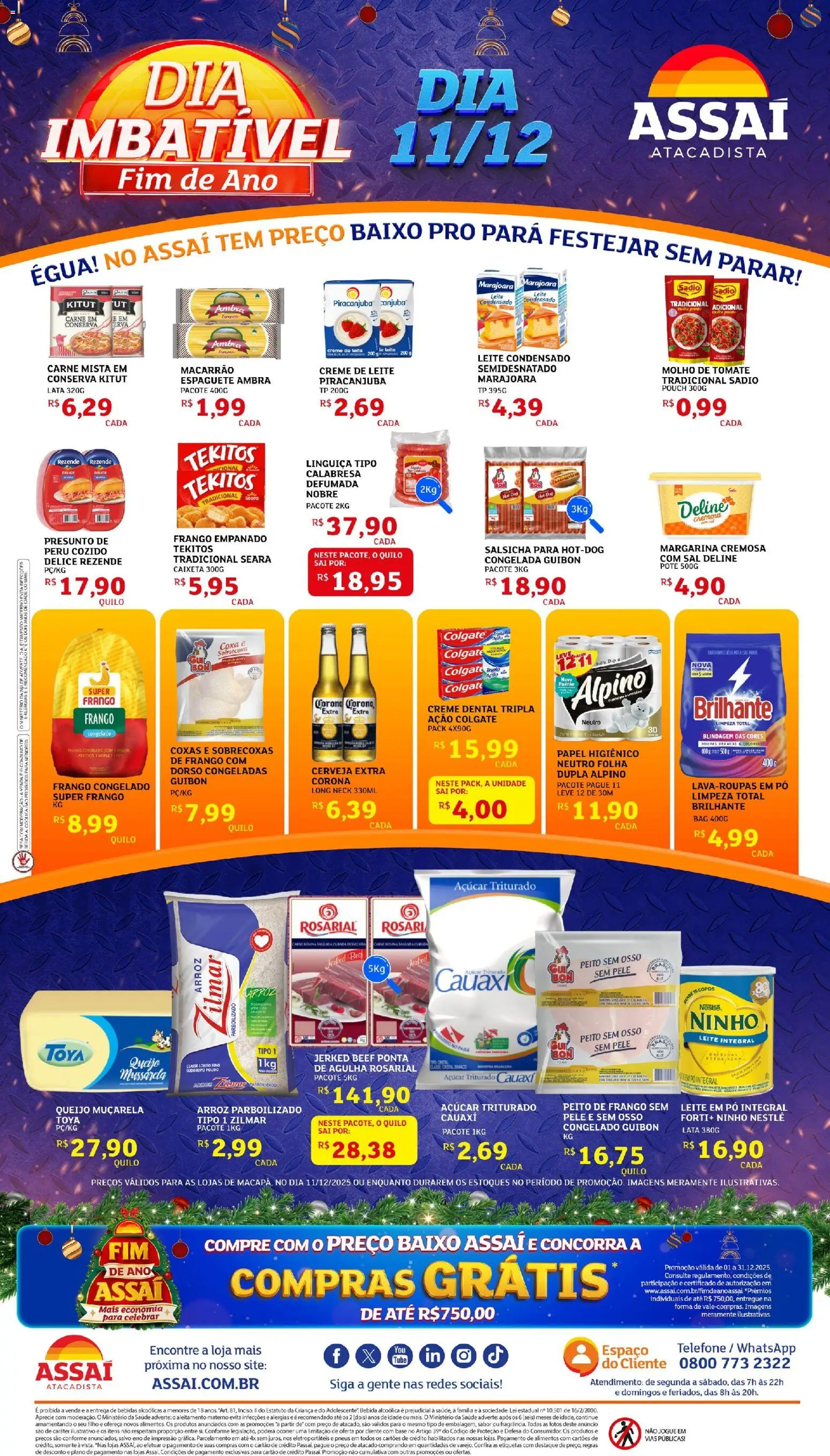 Assaí Atacadista Folheto - válido de 11.12.2025 | Página: 1 | Produtos: Arroz, Bebida, Telefone, Peito de frango