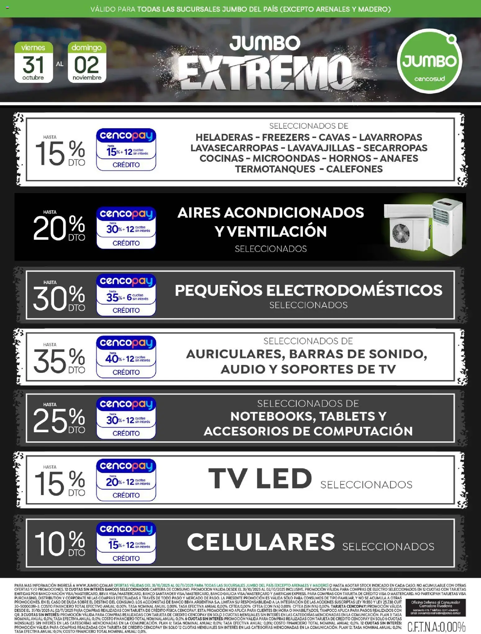 Jumbo - Ofertas Extremo | Electro y Hogar │ válido desde el 31.10.2025 | Página: 1 | Productos: Audio, Lavavajillas, Banco, Lavarropas