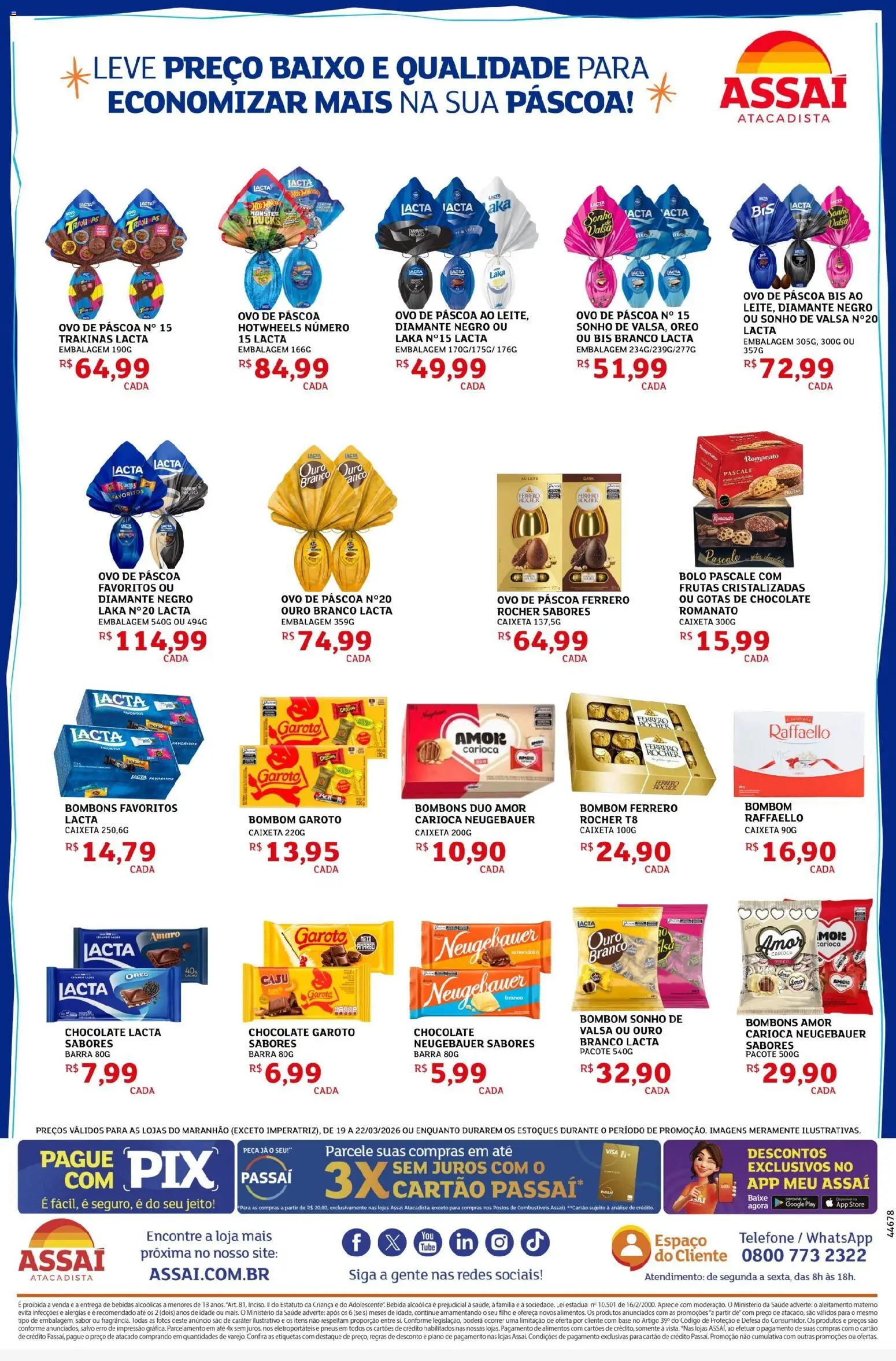 Assaí Atacadista ofertas - MA Folheto - válido de 19.03.2026 | Página: 4 | Produtos: Chocolate, Base, Bolo, Telefone