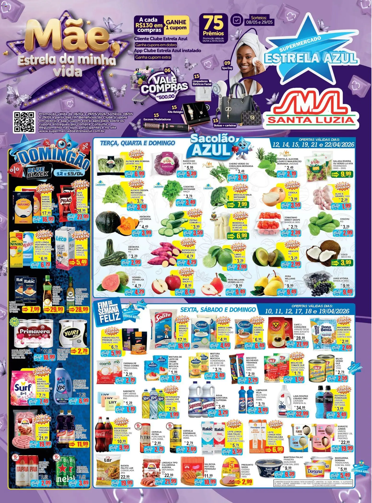 Estrela Azul Folheto - válido de 09.04.2026 | Página: 1 | Produtos: Leite, Salada, Azeite, Amaciante