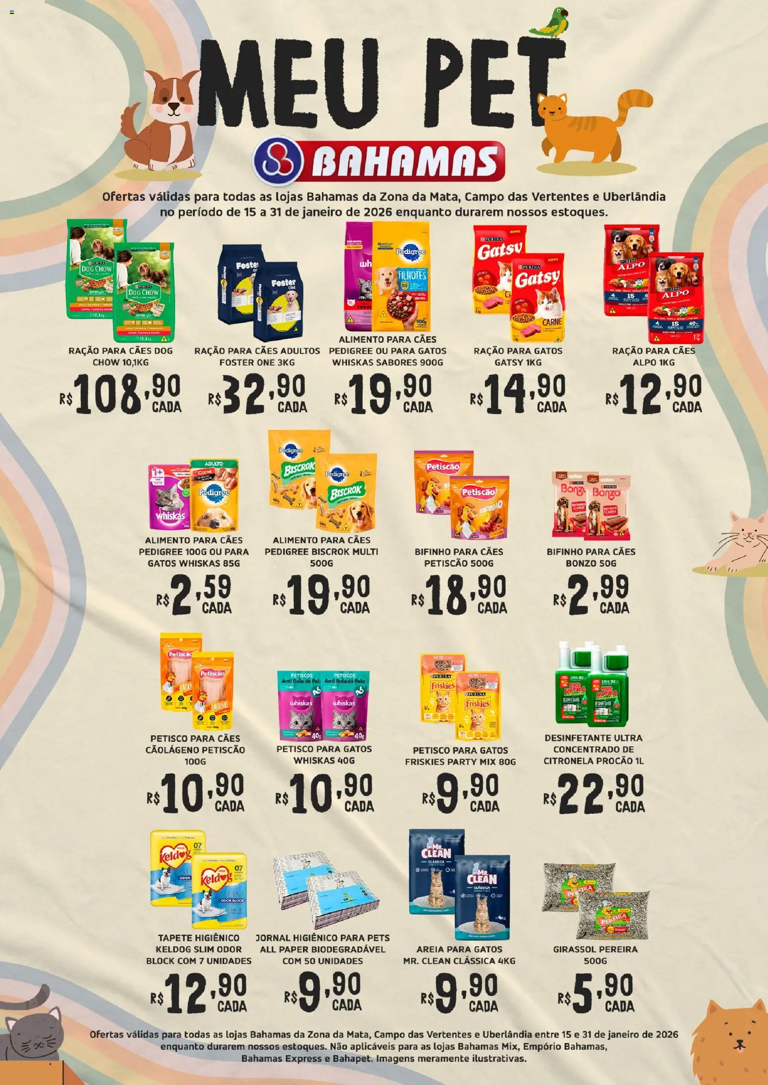 Bahamas Supermercados Folheto - válido de 15.01.2026 | Página: 1 | Produtos: Areia, Tapete, Tapete higiênico, Carne