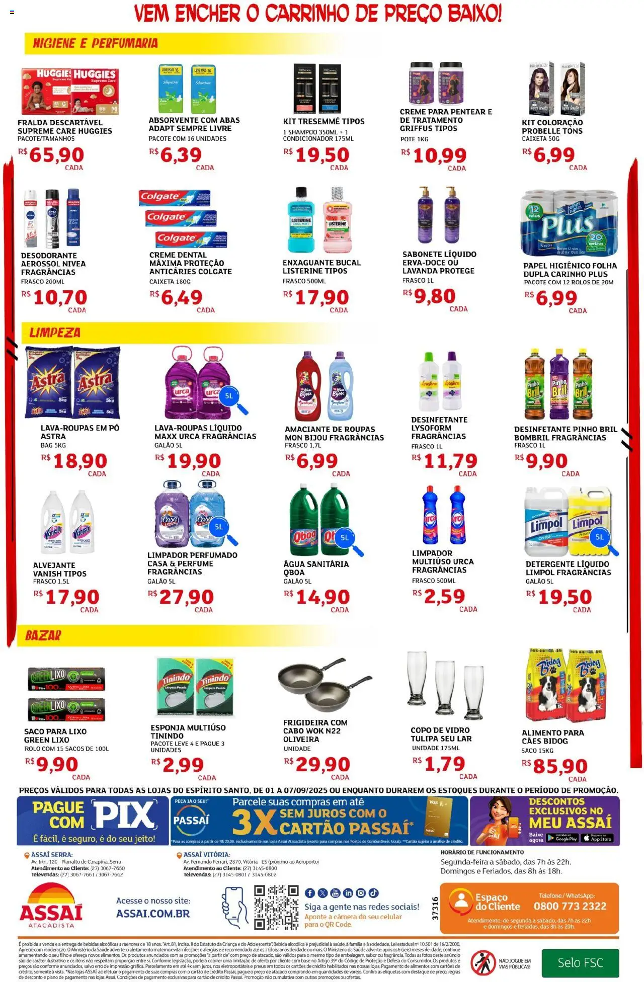 Assaí Atacadista Folheto - válido de 01.09.2025 | Página: 4 | Produtos: Carrinho, Sabonete, Telefone, Sempre Livre