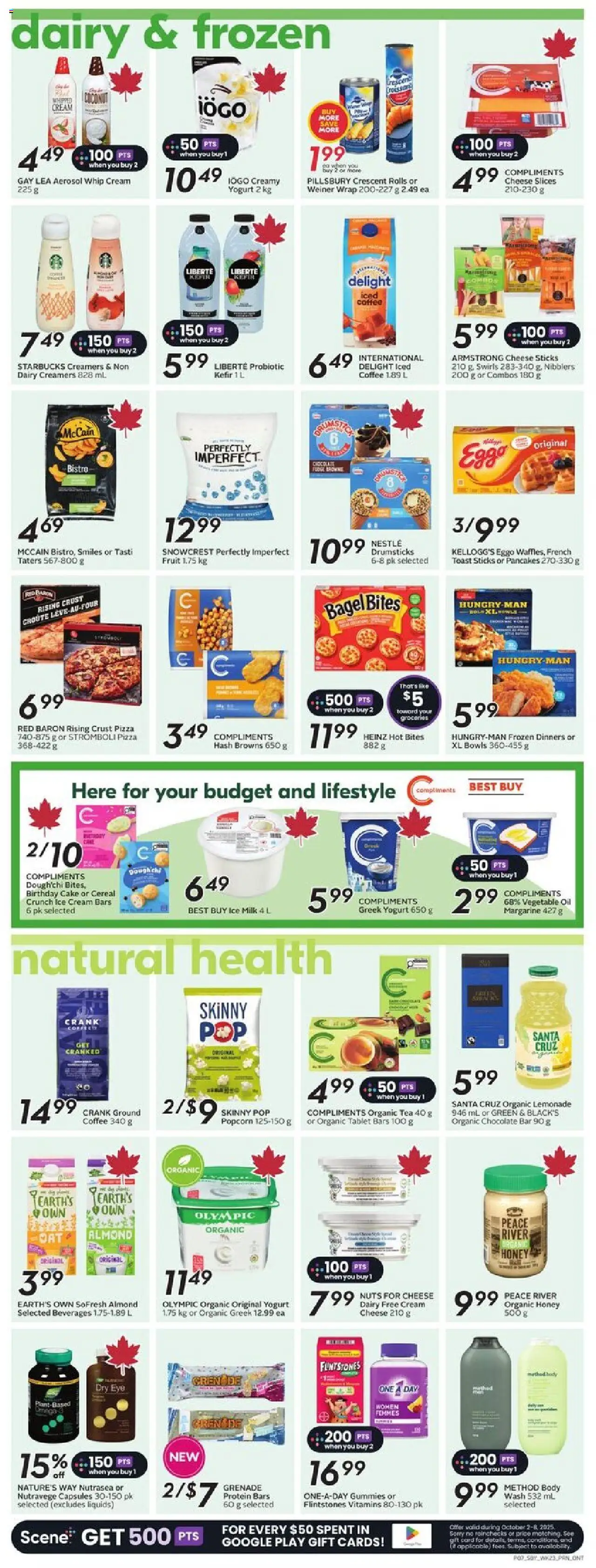 Sobeys flyer valid from 02.10.2025 | Page: 11 | Products: Nuts, Cream, Tablet, Milk