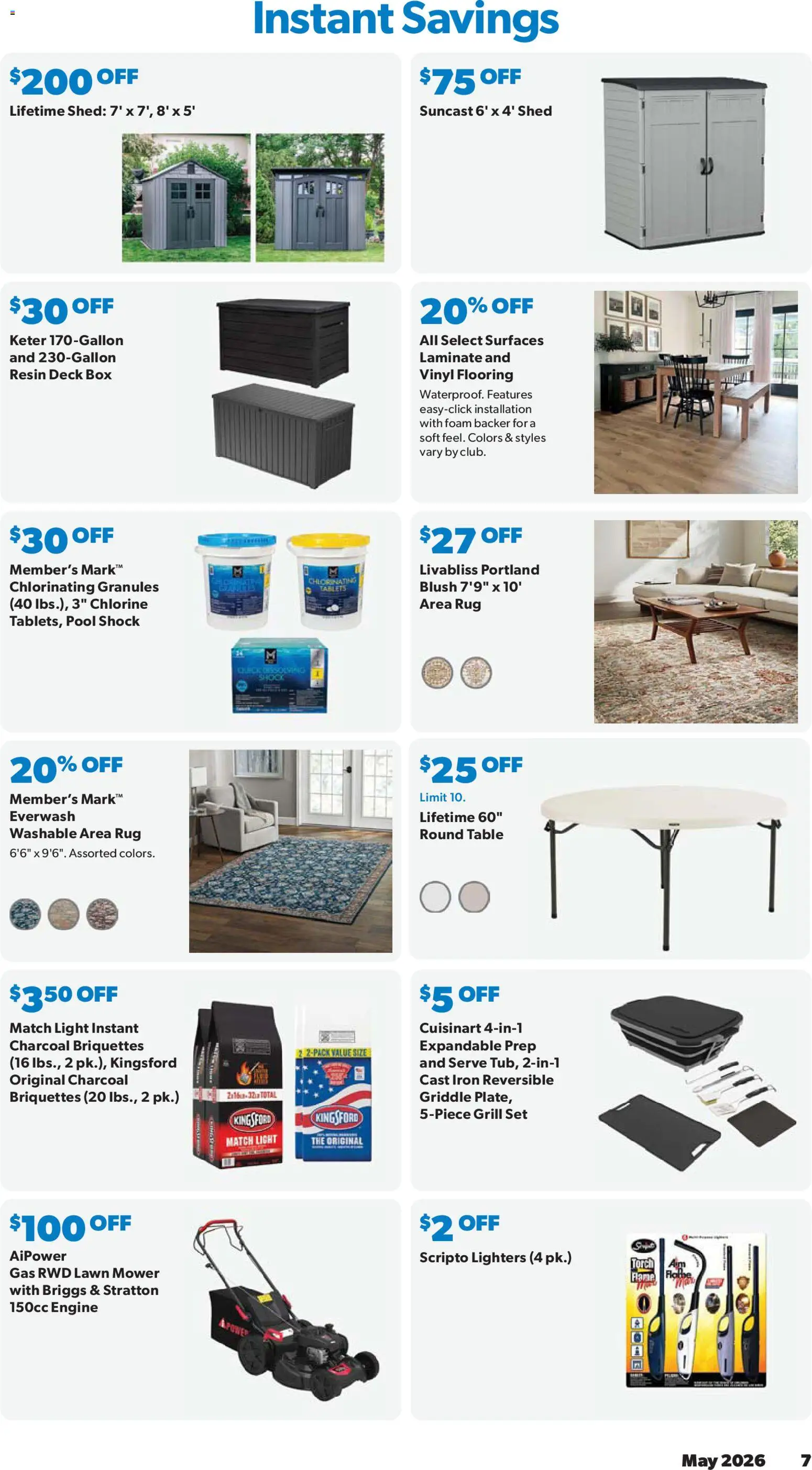Sam's Club Weekly Ad - valid from 29.04.2026 | Page: 7 | Products: Lawn Mower, Table, Box, Griddle