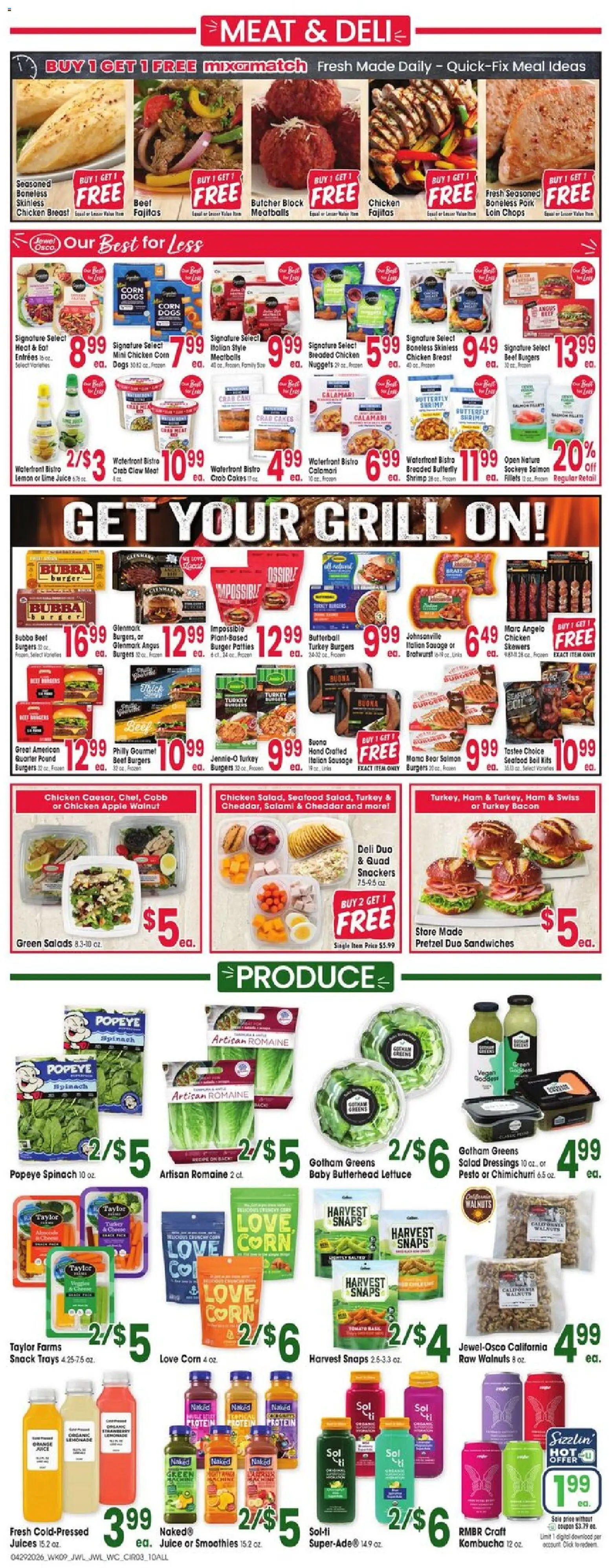 Jewel Osco Weekly Ad - IN - valid from 29.04.2026 | Page: 3 | Products: Corn, Lettuce, Lemon, Greens