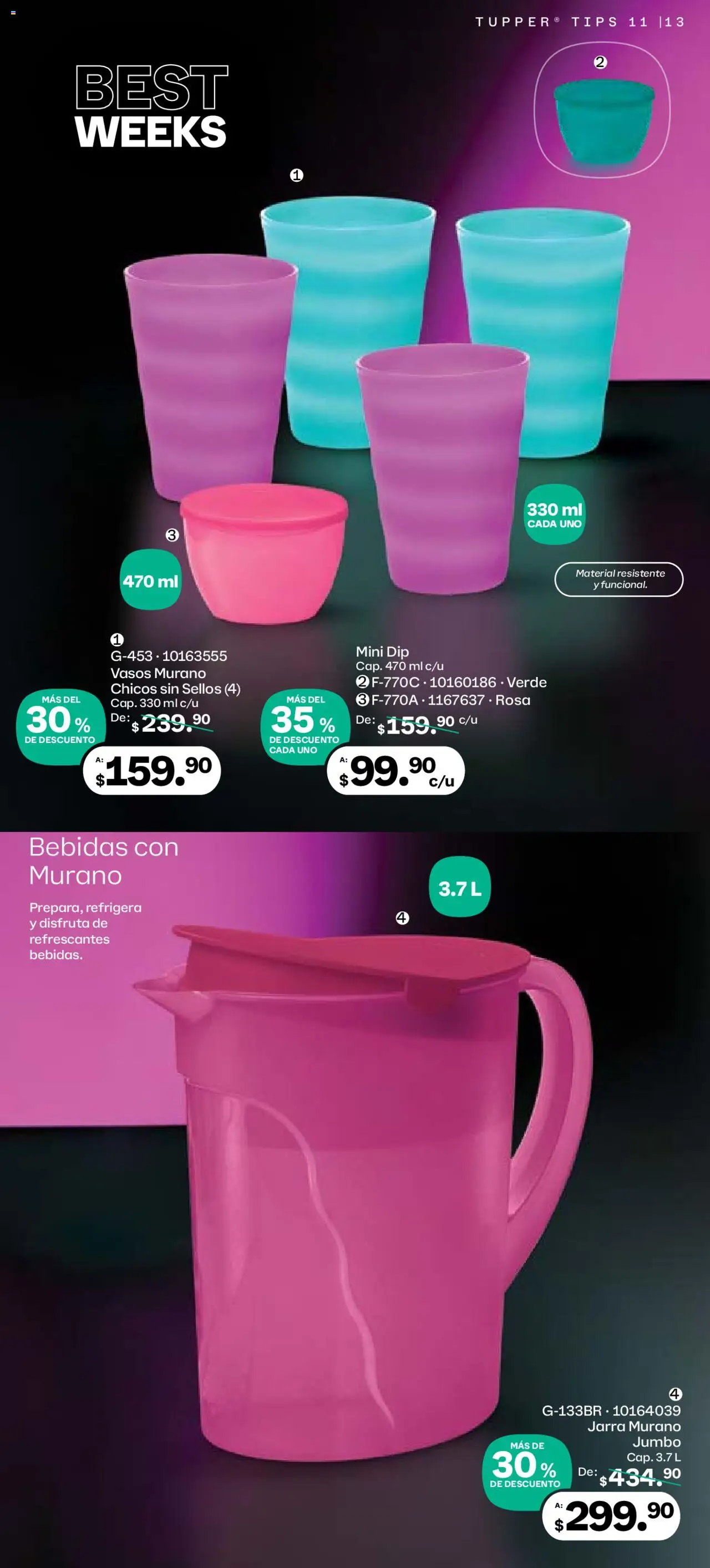 Nuevas ofertas de Tupperware válidas en toda la República Mexicana desde el 06.10.2025. ¡Encuentra las mejores ofertas en Tupperware - Catálogo! | Página: 13 | Productos: Tupper, Vasos, Jarra