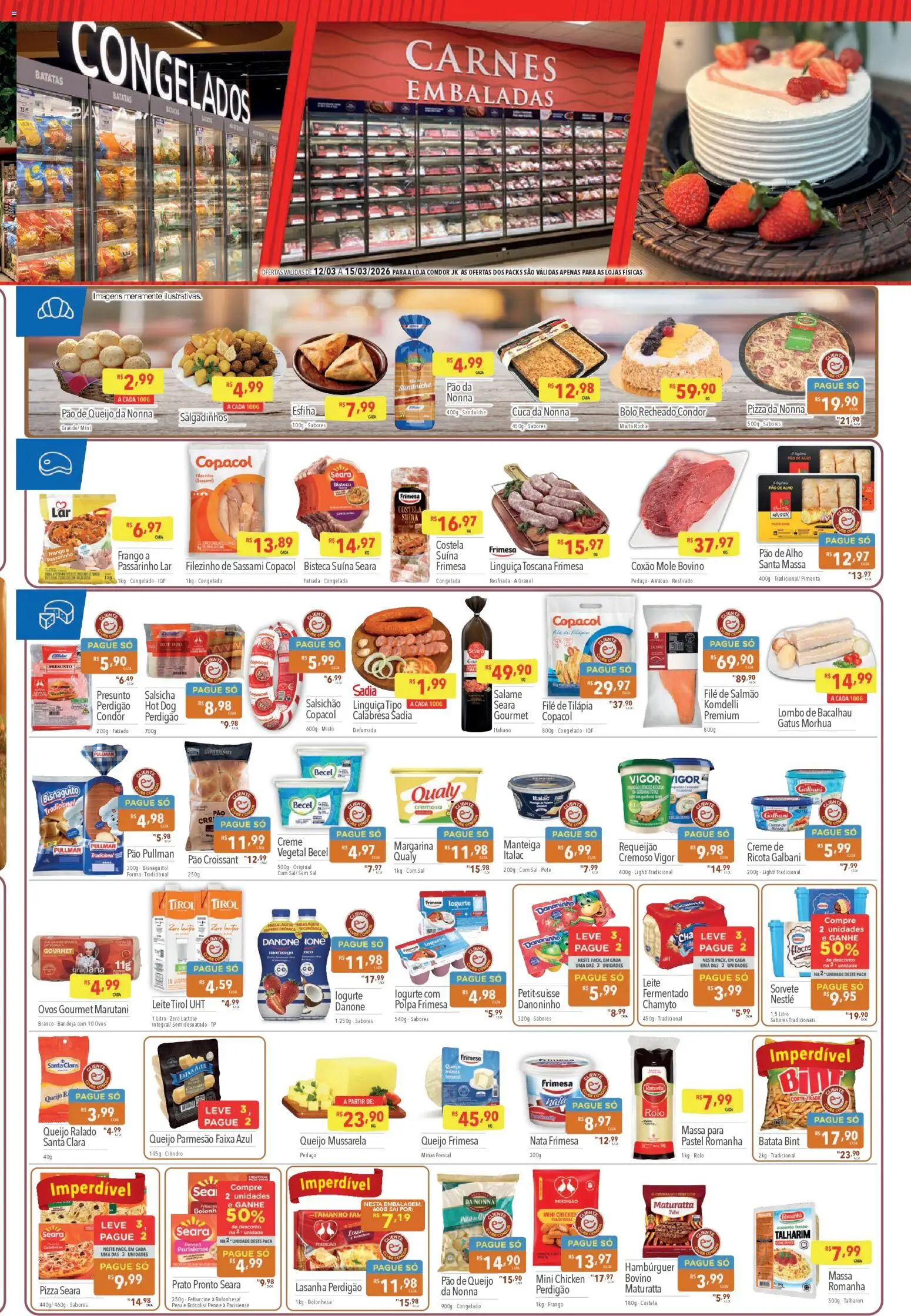 Supermercados Condor Folheto - válido de 12.03.2026 | Página: 3 | Produtos: Rolo, Leite, Salgadinhos, Sorvete