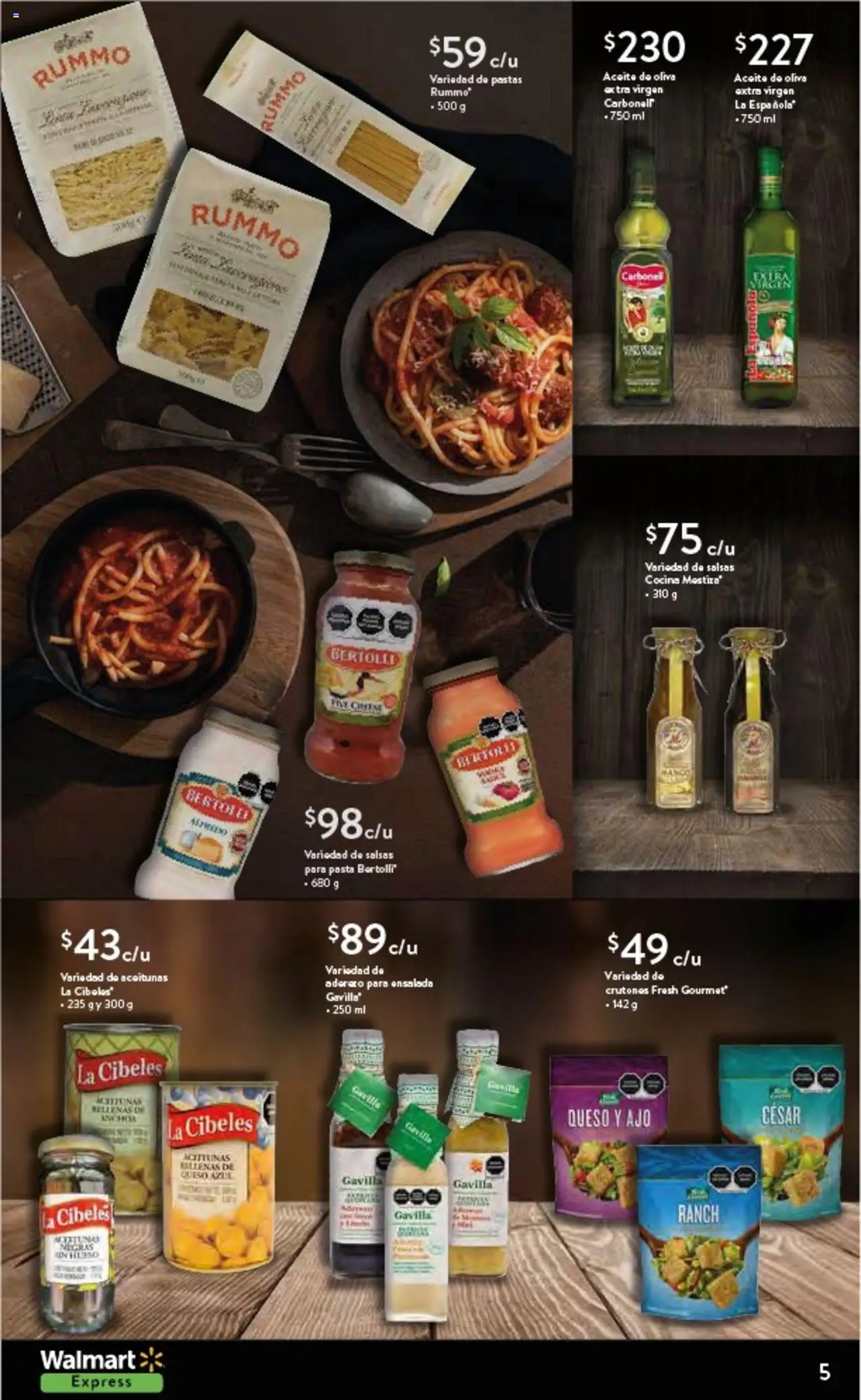 Nuevas ofertas de Walmart Express válidas en toda la República Mexicana desde el 17.09.2025. ¡Encuentra las mejores ofertas en Walmart Express - Folleto! | Página: 5 | Productos: Aderezo, Aceitunas, Aceite de oliva, Queso