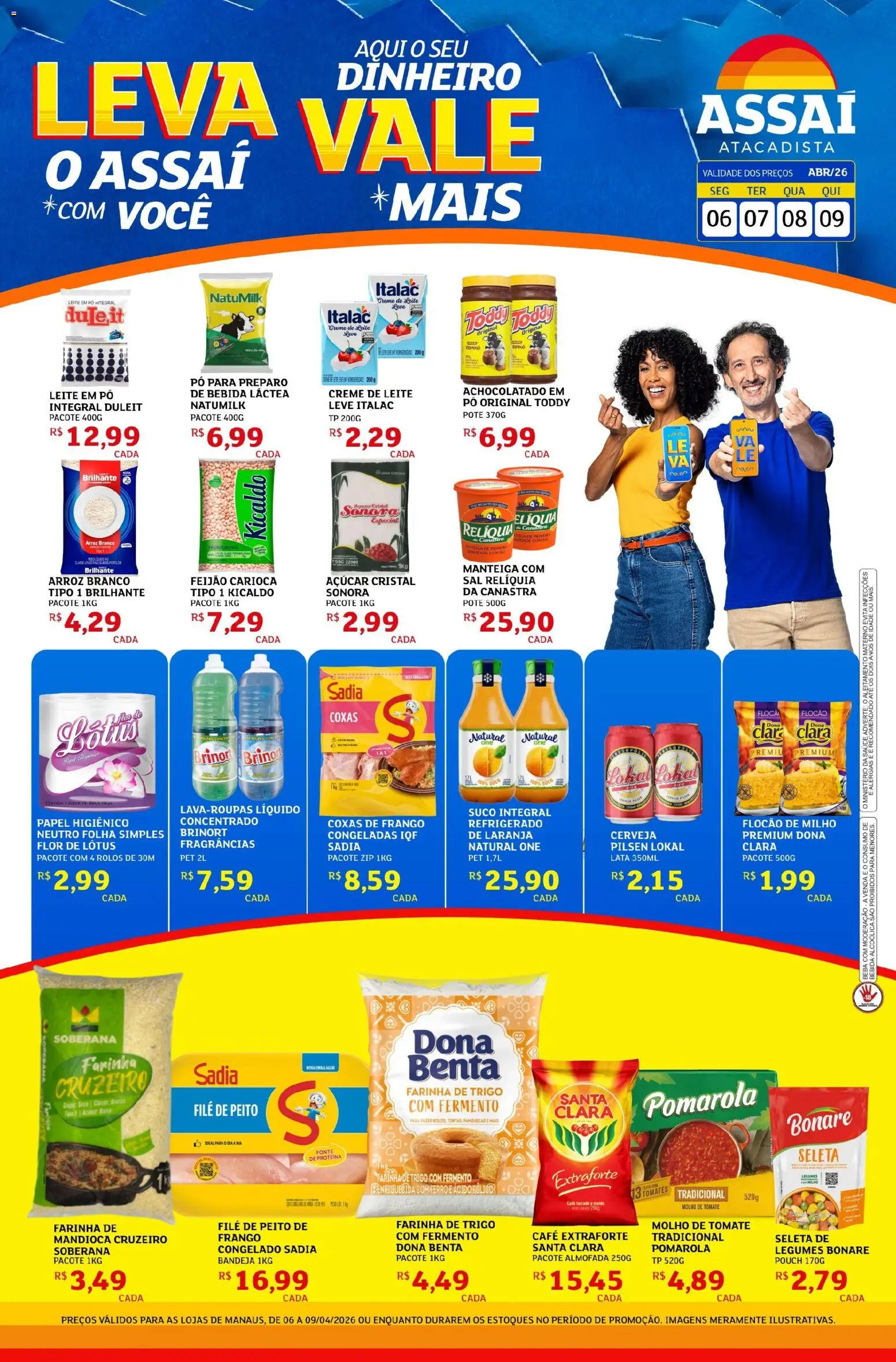 Assaí Atacadista Folheto - válido de 06.04.2026 | Página: 1 | Produtos: Manteiga, Bebida, Sal, Leite em pó