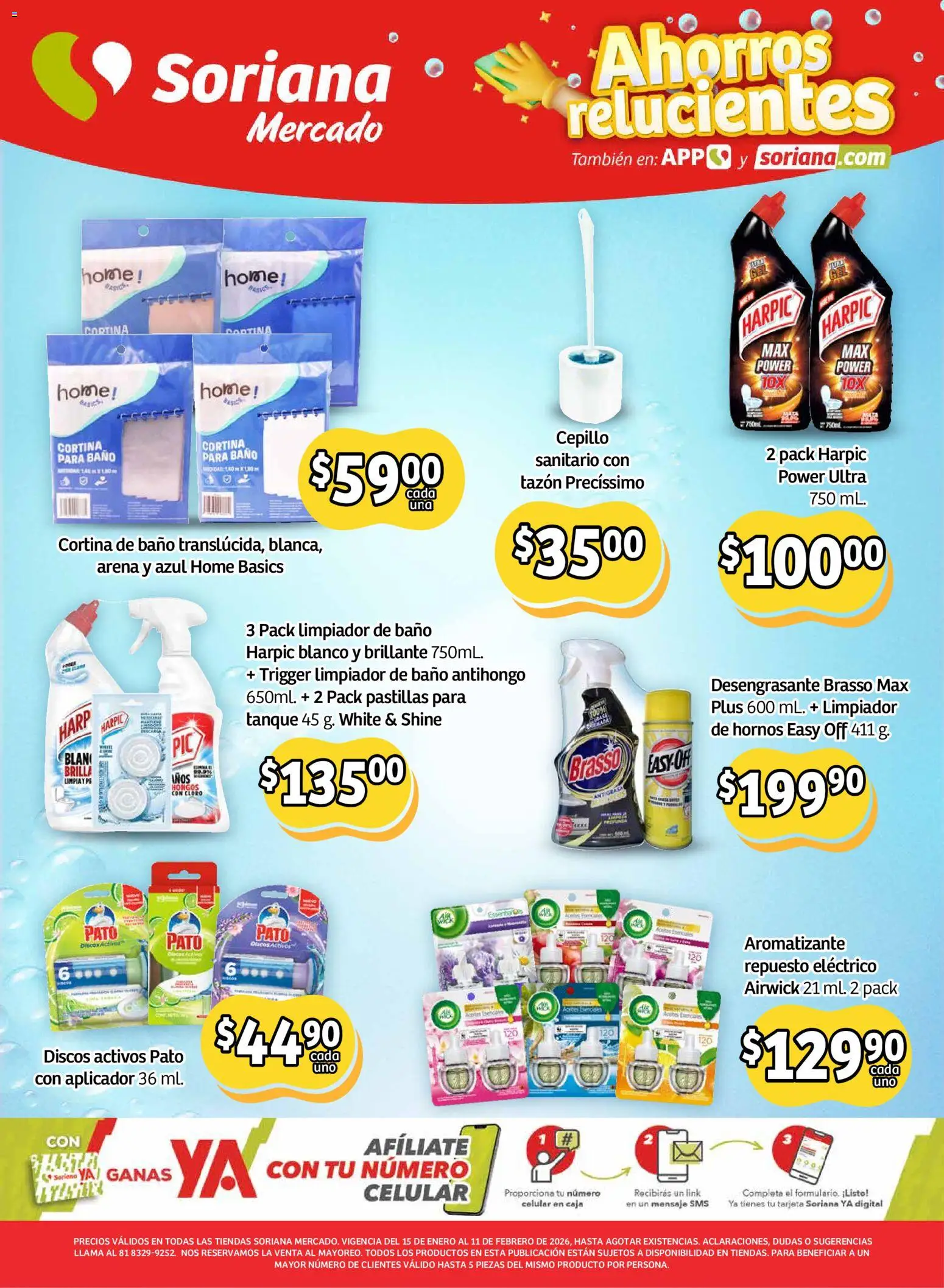 Nuevas ofertas de Soriana válidas en toda la República Mexicana desde el 15.01.2026. ¡Encuentra las mejores ofertas en Soriana - Ahorros relucientes Mercado Nacional! | Página: 12 | Productos: Hongos, Desengrasante, Caja, Baño