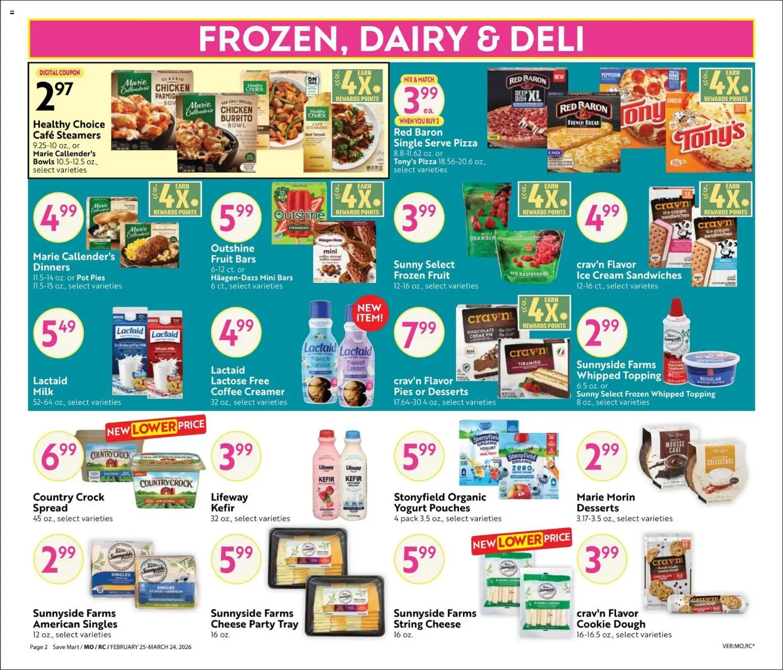 Save Mart Big Book of Savings - valid from 25.02.2026 | Page: 2 | Products: Yogurt, Coffee, Pizza, Ice cream