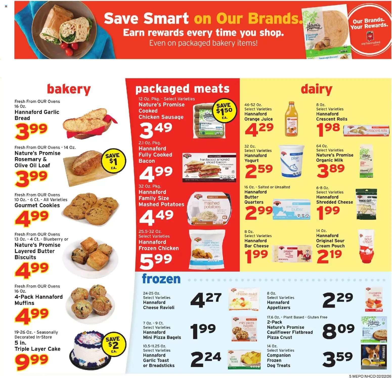 Hannaford Weekly Ad - valid from 22.02.2026 | Page: 8 | Products: Butter, Yogurt, Oil, Bread