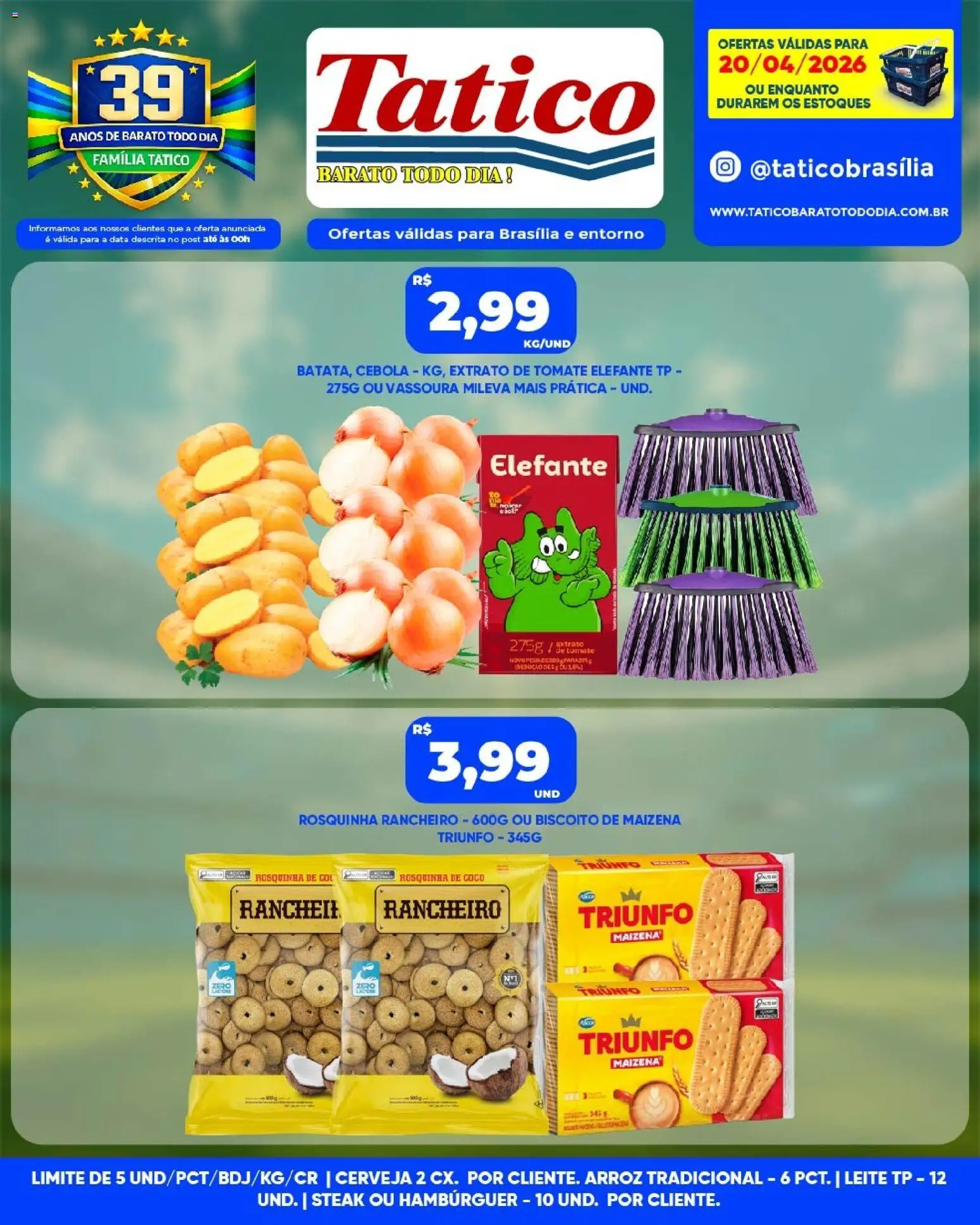 Tatico Folheto - válido de 20.04.2026 | Página: 2 | Produtos: Leite, Arroz, Rosquinha, Vassoura