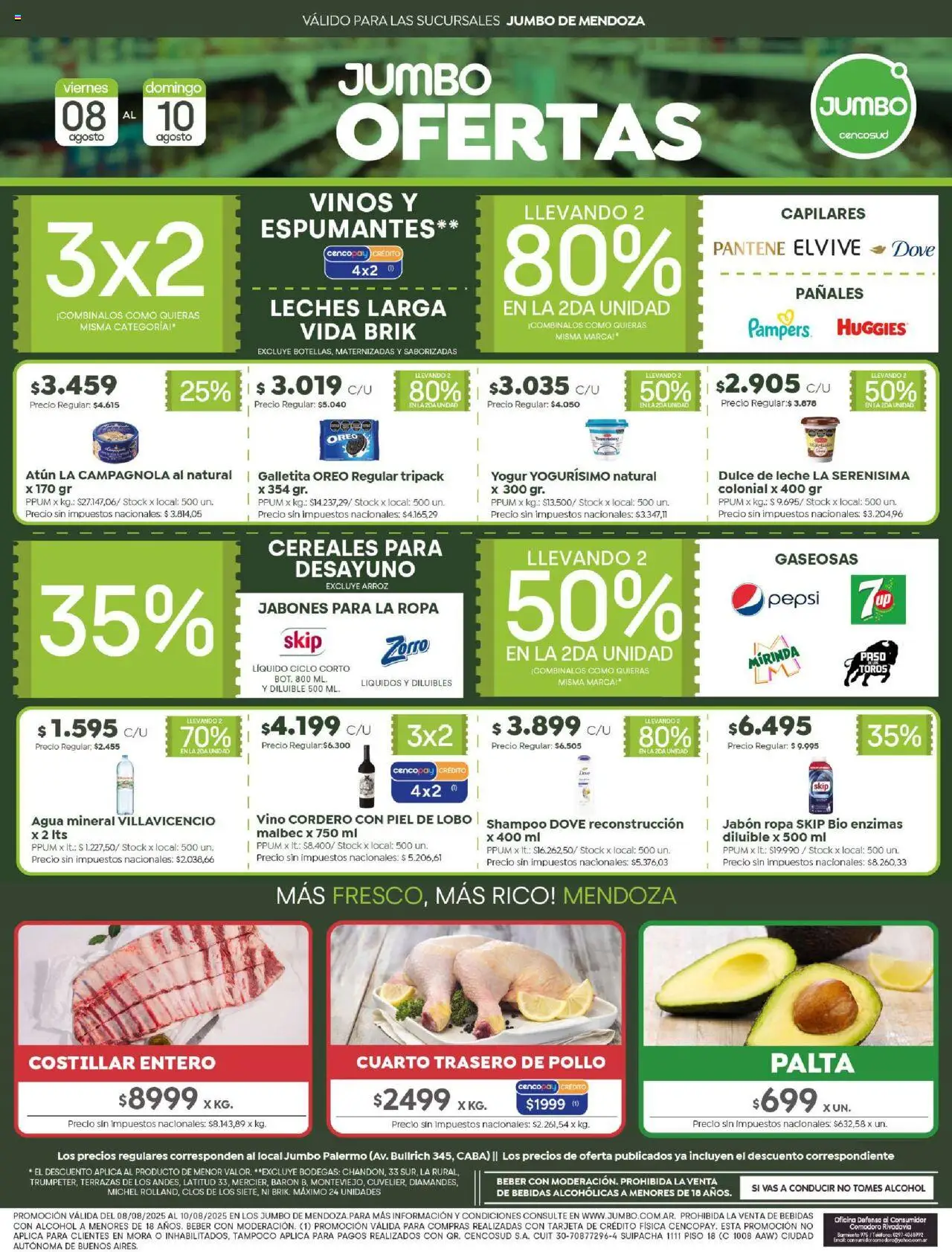 Jumbo - Ofertas | Mendoza │ válido desde el 08.08.2025 | Página: 1 | Productos: Shampoo, Atún, Agua, Leche