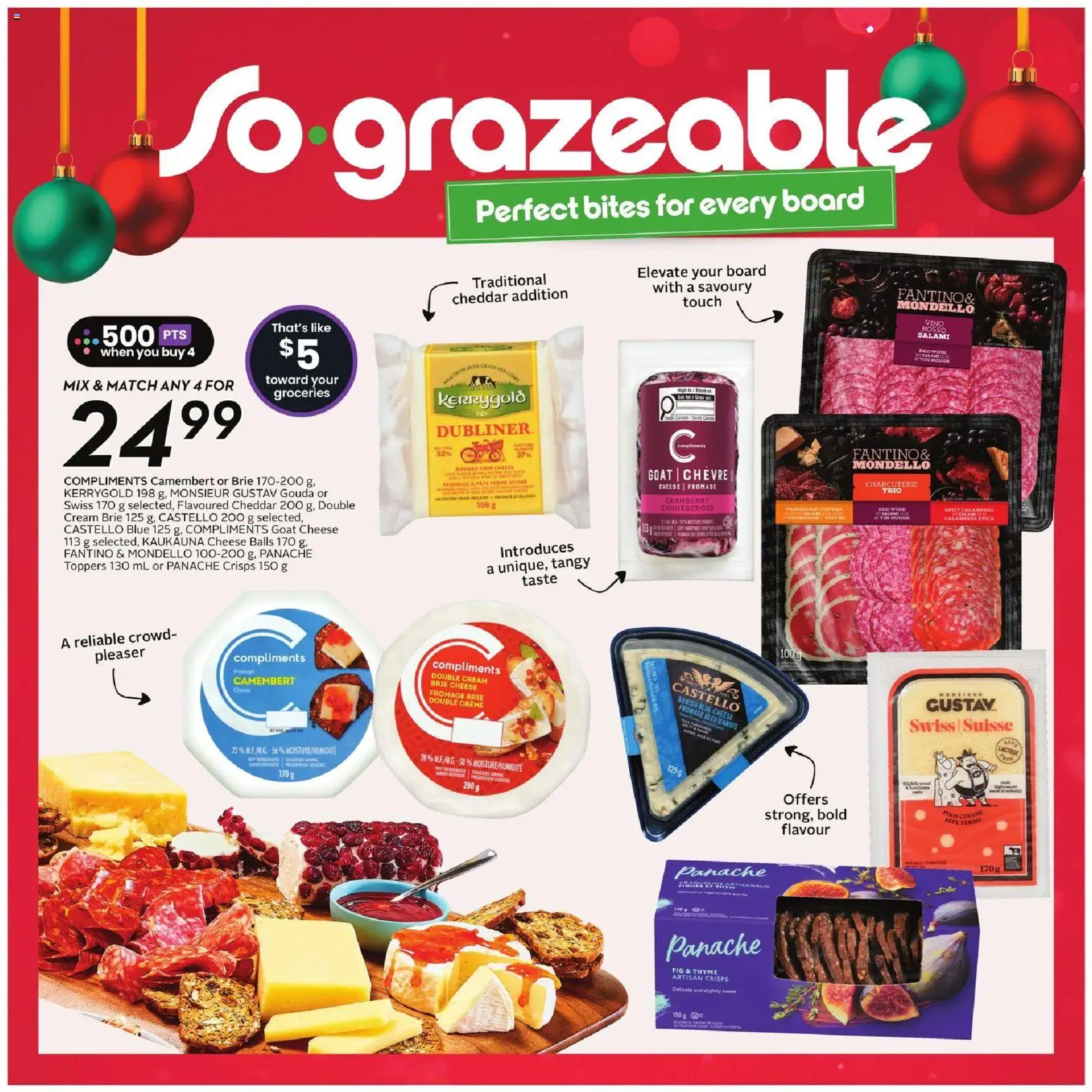 Sobeys flyer valid from 04.12.2025 | Page: 16 | Products: Cream, Cheese, Salami, Wine