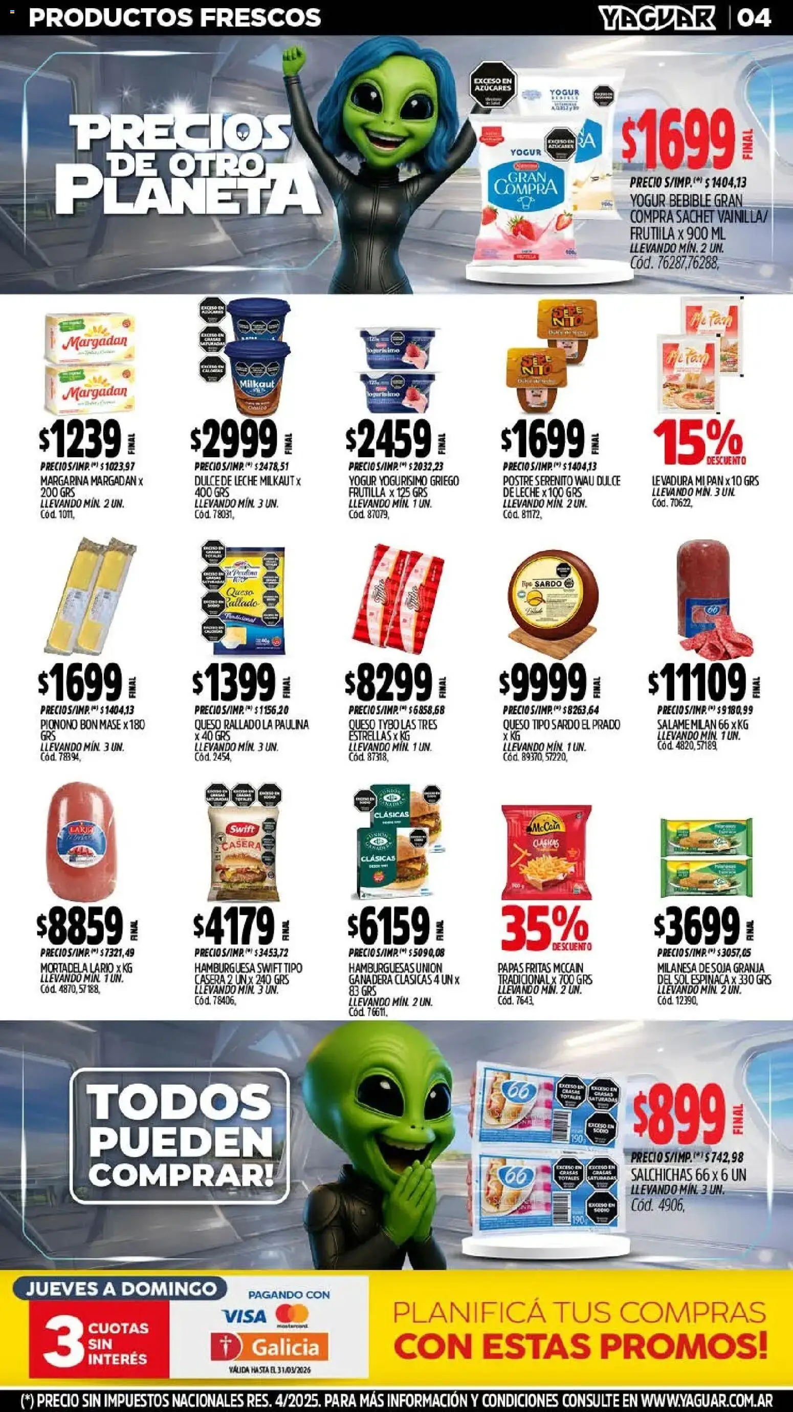 Yaguar - Oferta Semanal Mendoza │ válido desde el 02.03.2026 | Página: 4 | Productos: Queso, Pan, Salame, Espinaca