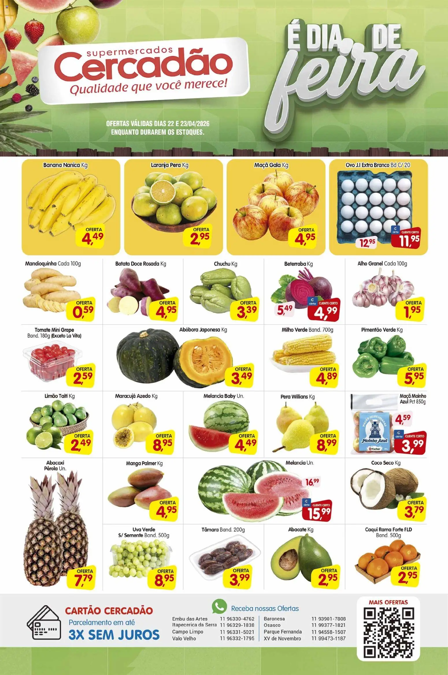 Cercadão Folheto - válido de 22.04.2026 | Página: 1 | Produtos: Caqui, Maracujá, Pera, Milho verde