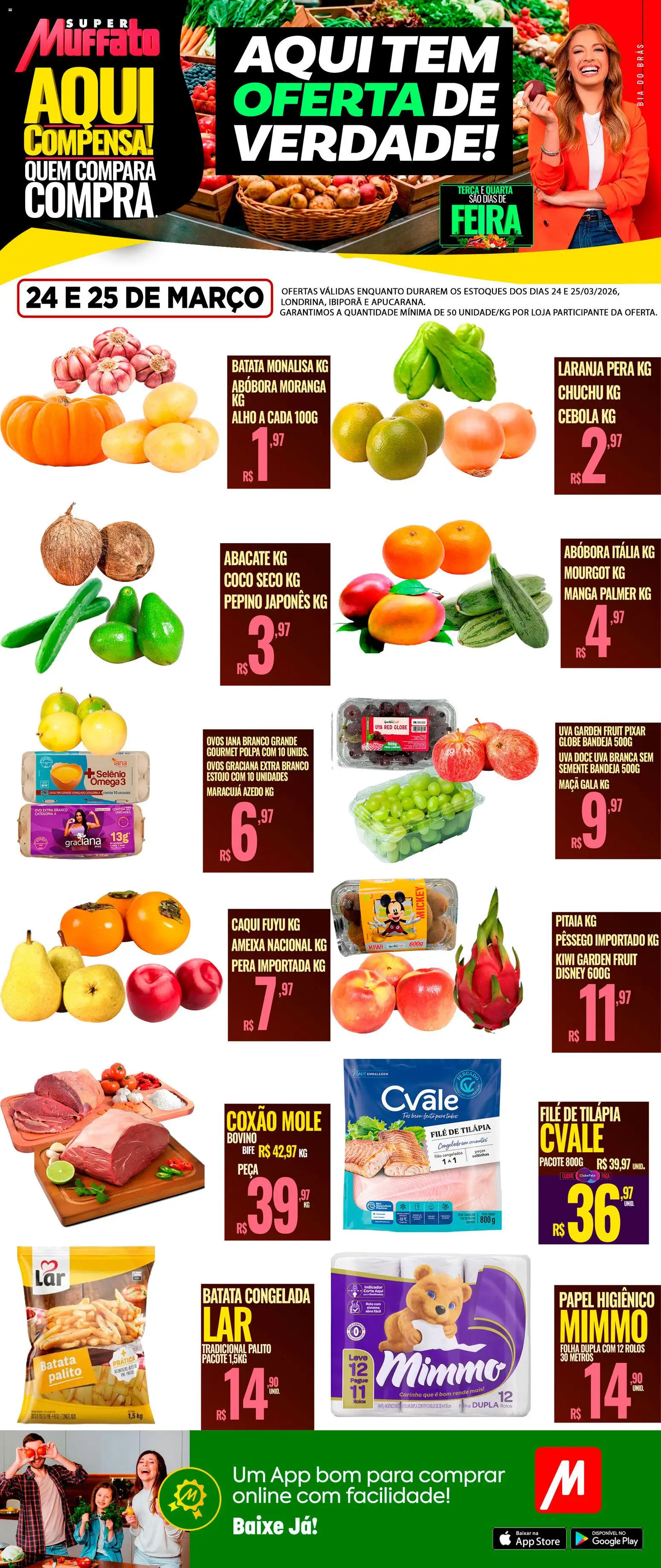 Super Muffato Folheto - válido de 24.03.2026 | Página: 1 | Produtos: Caqui, Maracujá, Pera, Tilápia