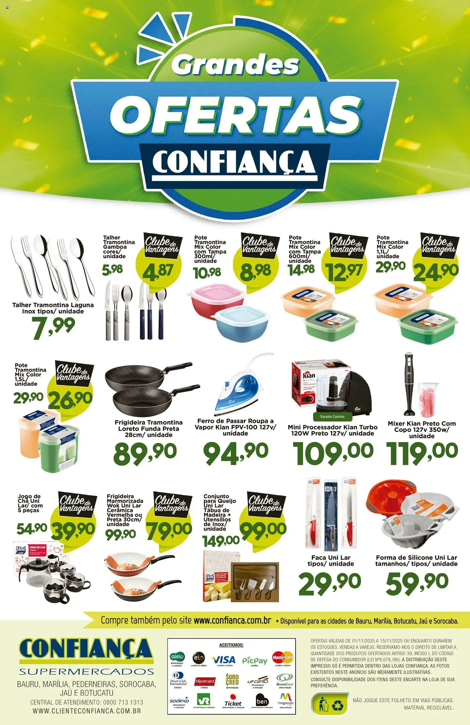 Confiança Folheto - válido de 01.11.2025 | Página: 2 | Produtos: Ferro, Frigideira, Faca, Tábua