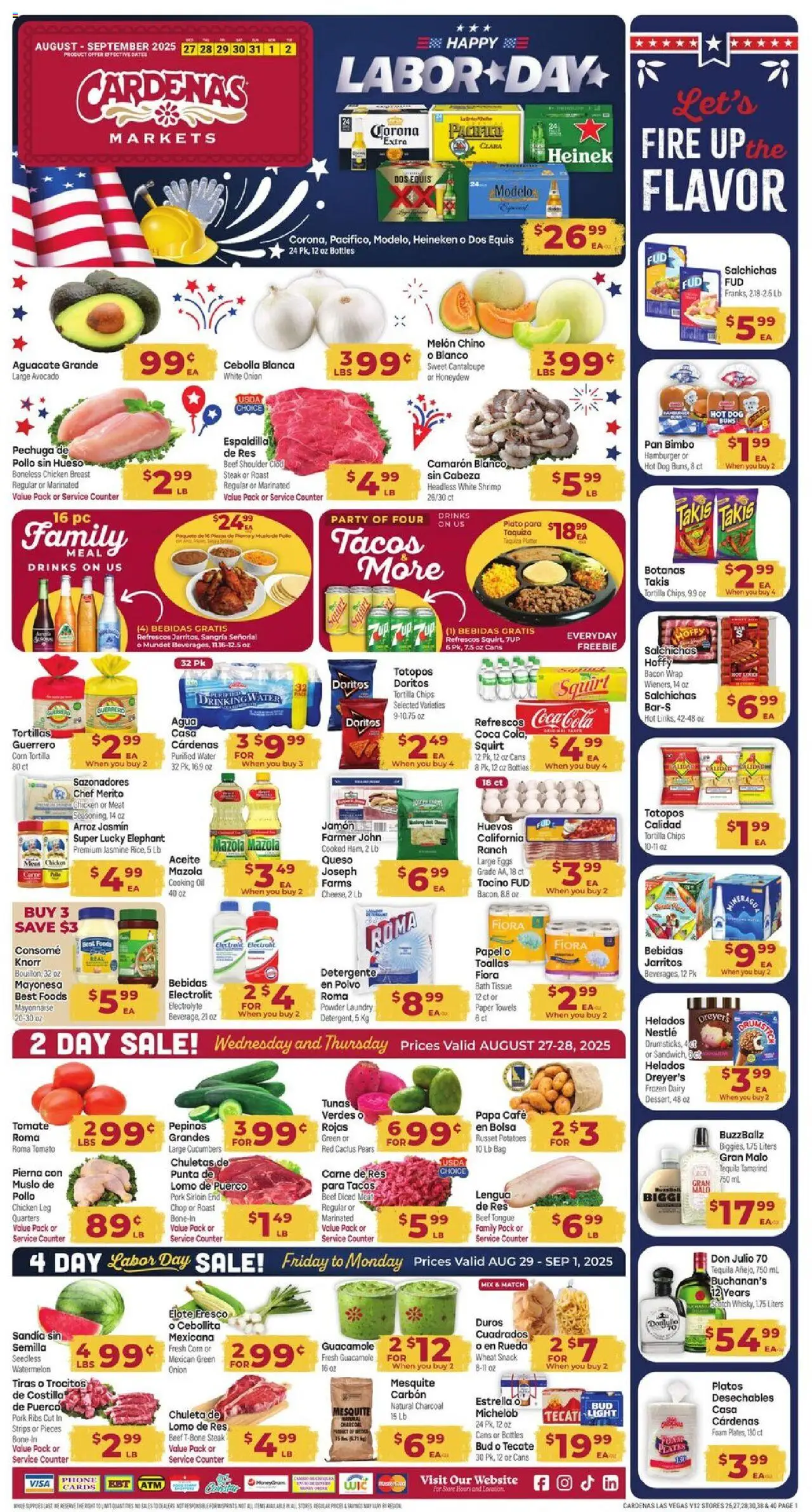 Cardenas Weekly Ad - NV - valid from 27.08.2025 | Page: 1 | Products: Pork, Chips, Avocado, Onion