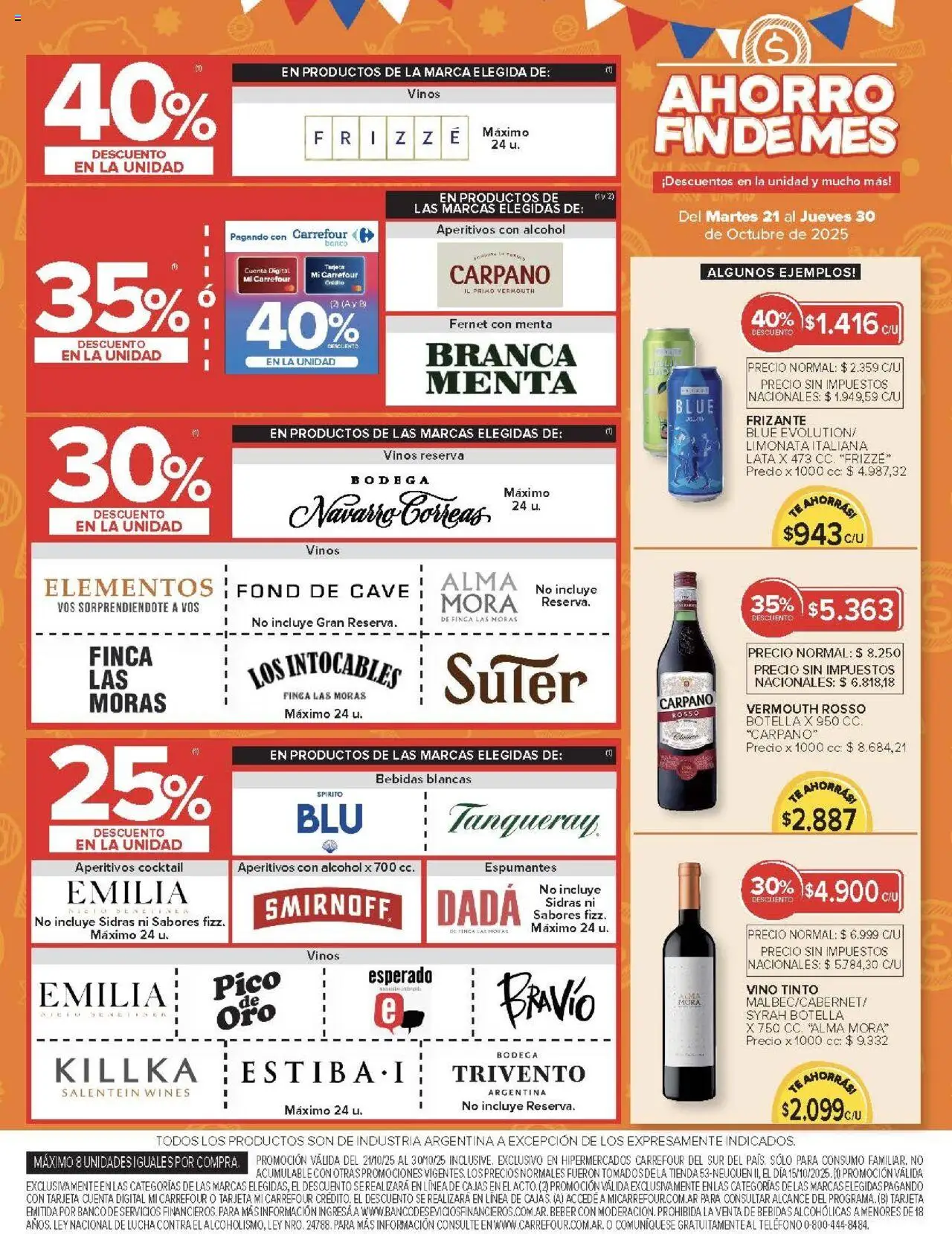 Carrefour - Ofertas - Chubut │ válido desde el 21.10.2025 | Página: 12 | Productos: Teléfono, Pico, Botella, Fernet