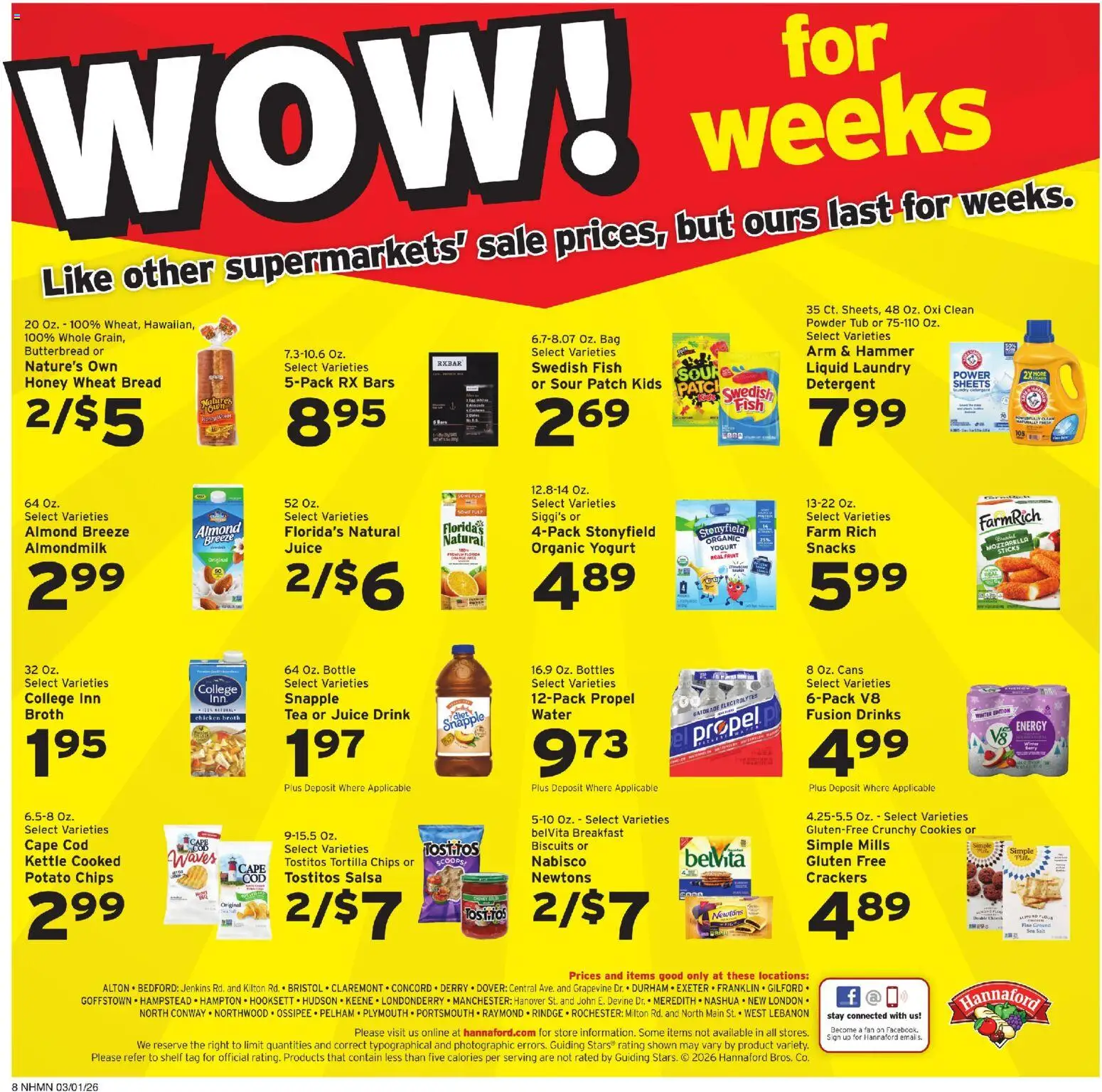 Hannaford Weekly Ad - valid from 01.03.2026 | Page: 8 | Products: Yogurt, Juice, Tea, Detergent