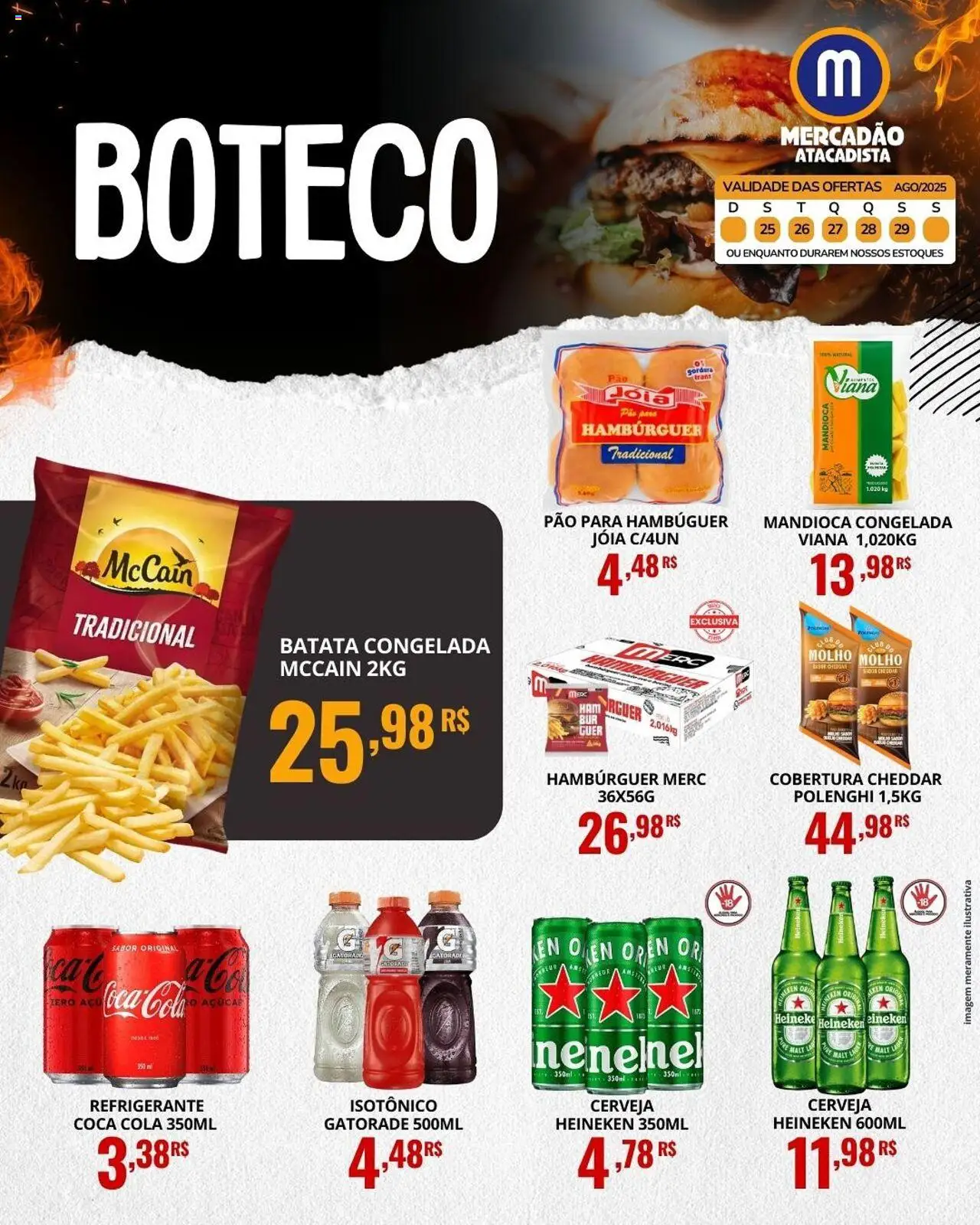 Mercadão Atacadista Folheto - válido de 25.08.2025 | Página: 4 | Produtos: Gatorade, Heineken 600ml, Cheddar, Isotônico
