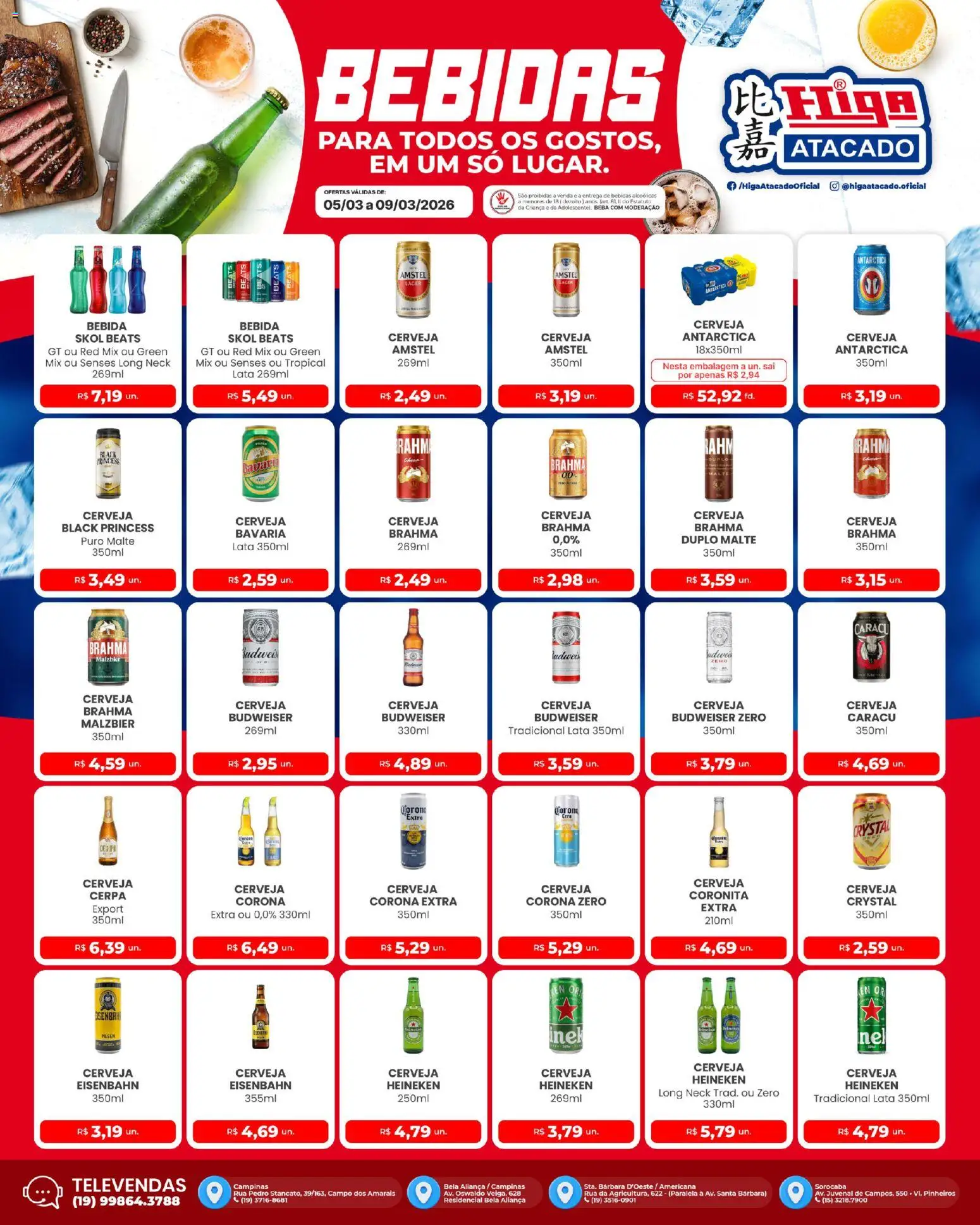 Higa Atacado Folheto - válido de 05.03.2026 | Página: 1 | Produtos: Eisenbahn, Cerveja, Cerveja Heineken, Bebida