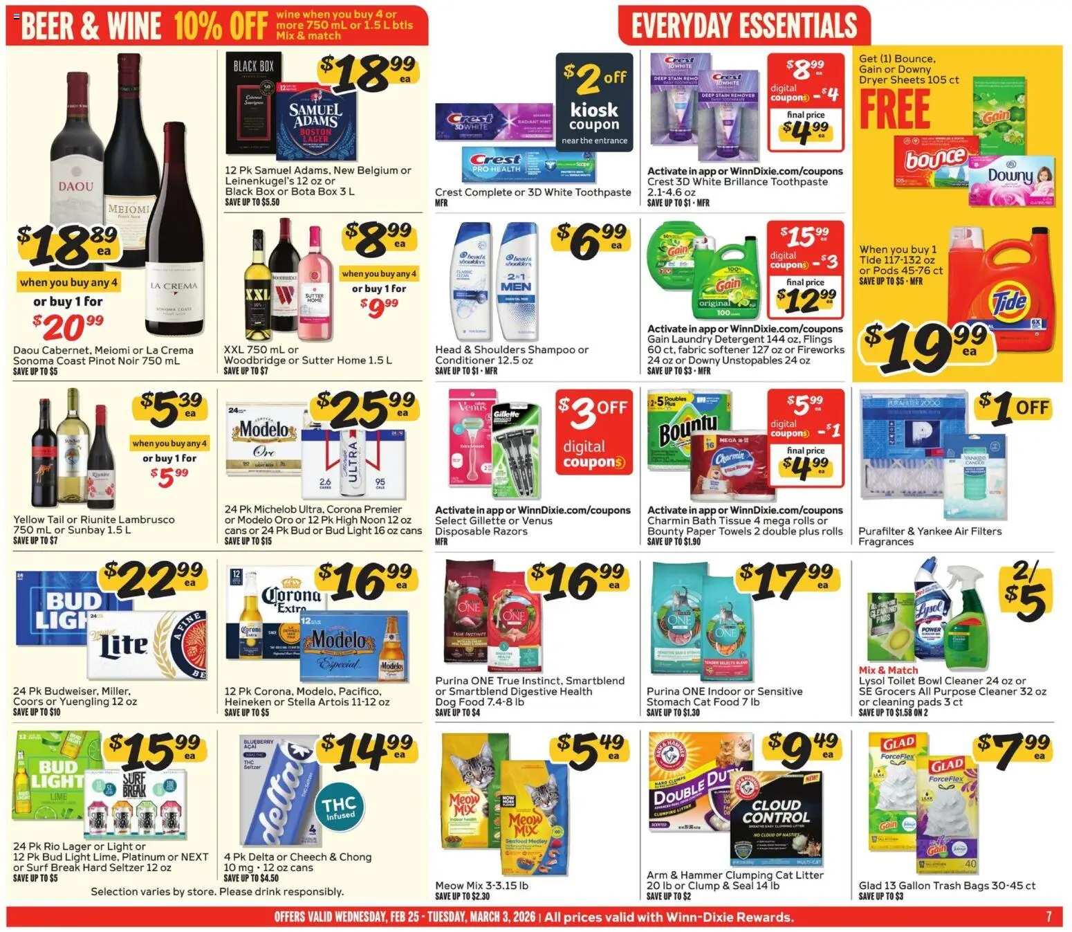 Winn Dixie Weekly Ad - valid from 25.02.2026 | Page: 7 | Products: Shampoo, Hammer, Wine, Stain remover