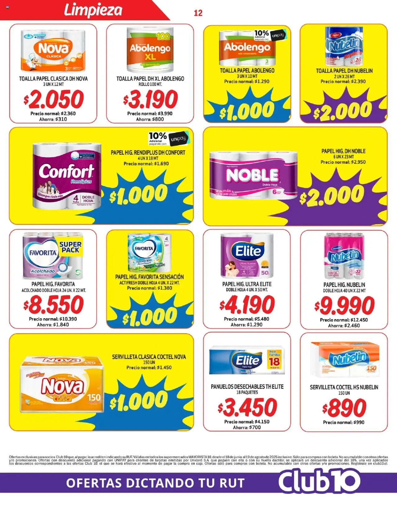 Mayorista 10 Ofertas │ válido desde el 17.08.2025 | Página: 12 | Productos: Toalla, Acolchado