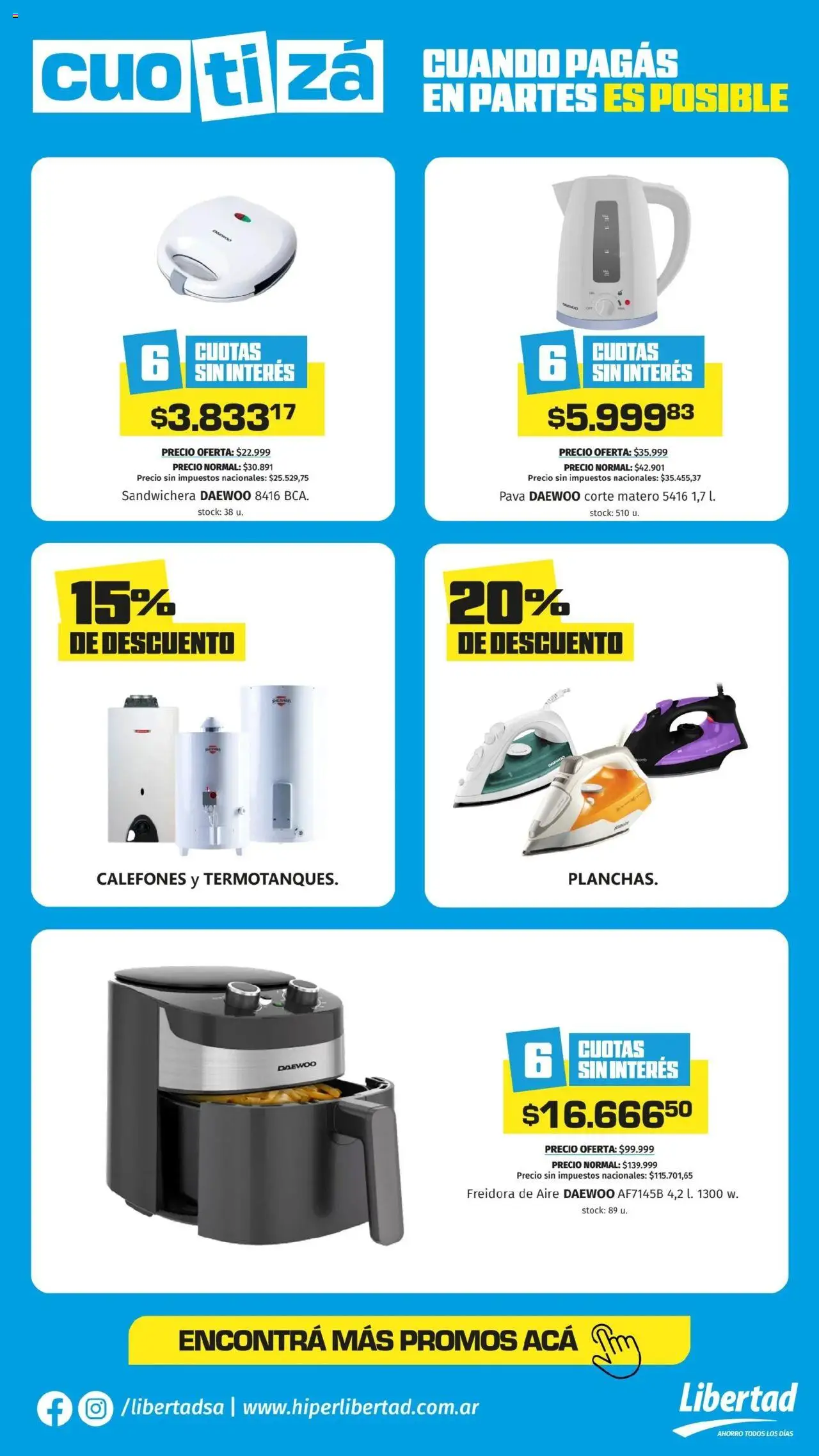 Hipermercado Libertad - Cuotizá semana │ válido desde el 25.08.2025 | Página: 3 | Productos: Pava, Sandwichera, Freidora, Freidora de aire