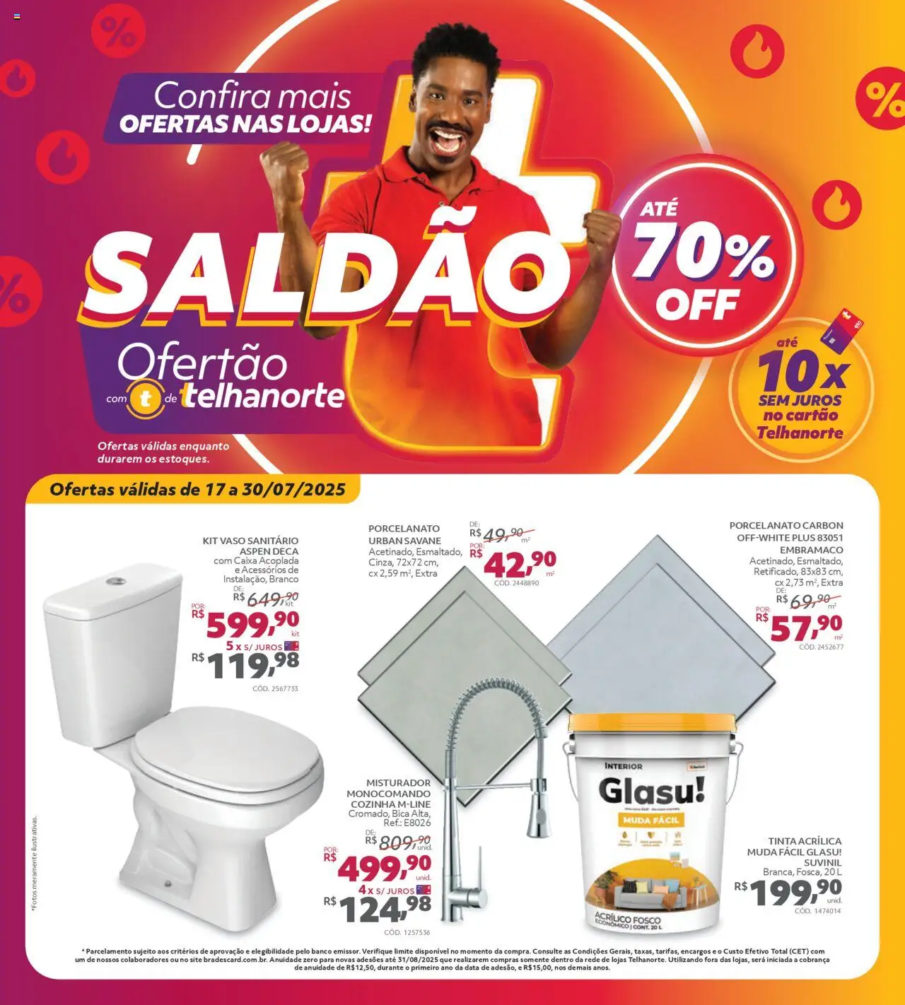 Telhanorte Folheto - válido de 17.07.2025 | Página: 1 | Produtos: Banco, Caixa, Vaso, Tinta