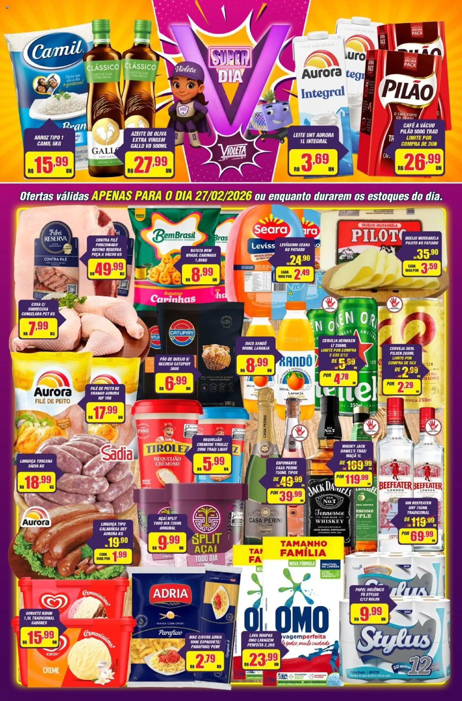 Violeta Supermercados Folheto - válido de 27.02.2026 | Página: 1 | Produtos: Ovos, Cerveja, Massa, Frango