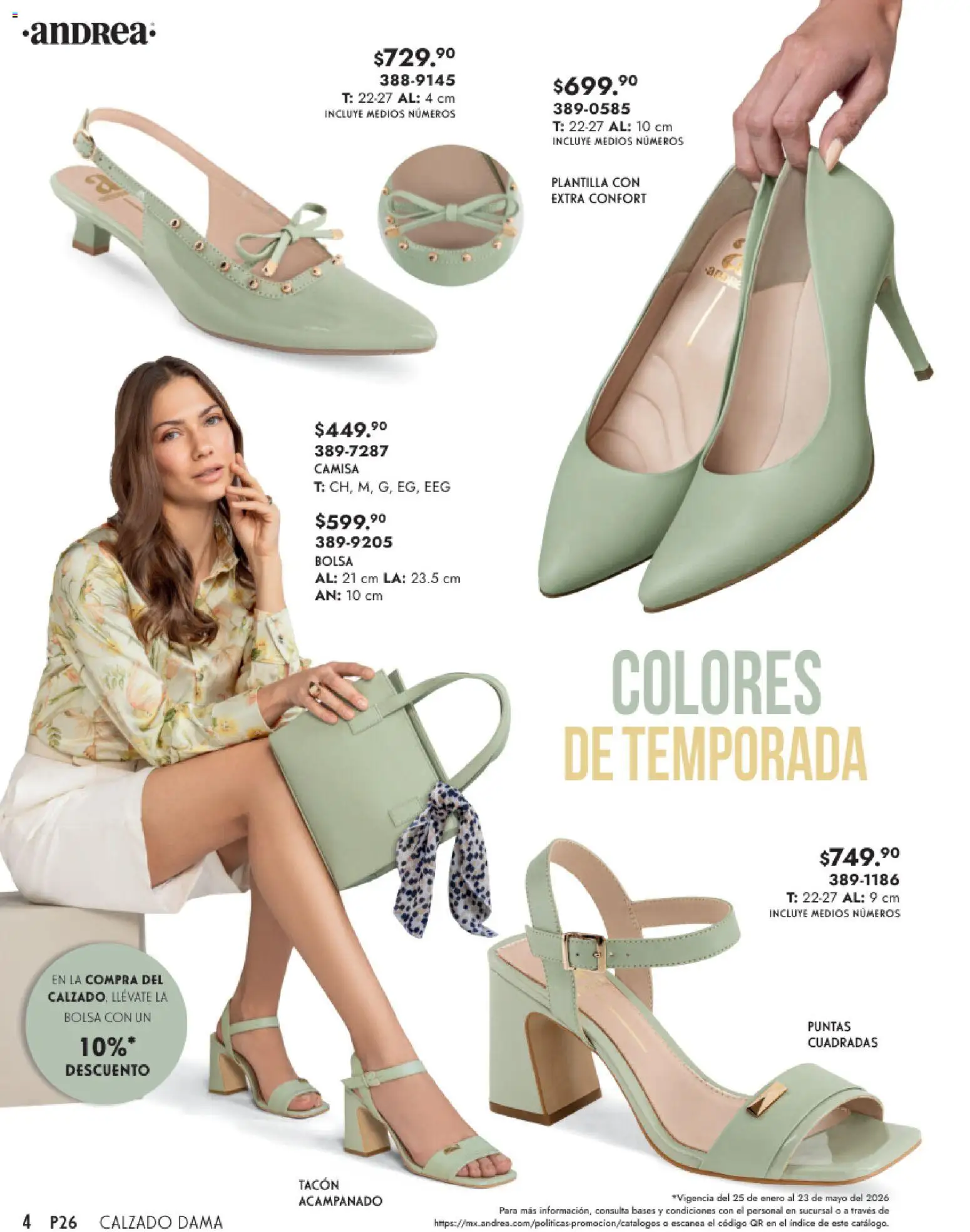 Nuevas ofertas de Andrea válidas en toda la República Mexicana desde el 25.01.2026. ¡Encuentra las mejores ofertas en Andrea catálogo Calzado Dama! | Página: 4 | Productos: Bolsa, Camisa