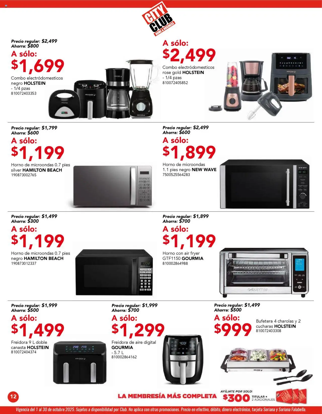 Nuevas ofertas de City Club válidas en toda la República Mexicana desde el 01.10.2025. ¡Encuentra las mejores ofertas en City Club - Catálogo! | Página: 10 | Productos: Horno, Freidora de aire, Microondas, Canasta