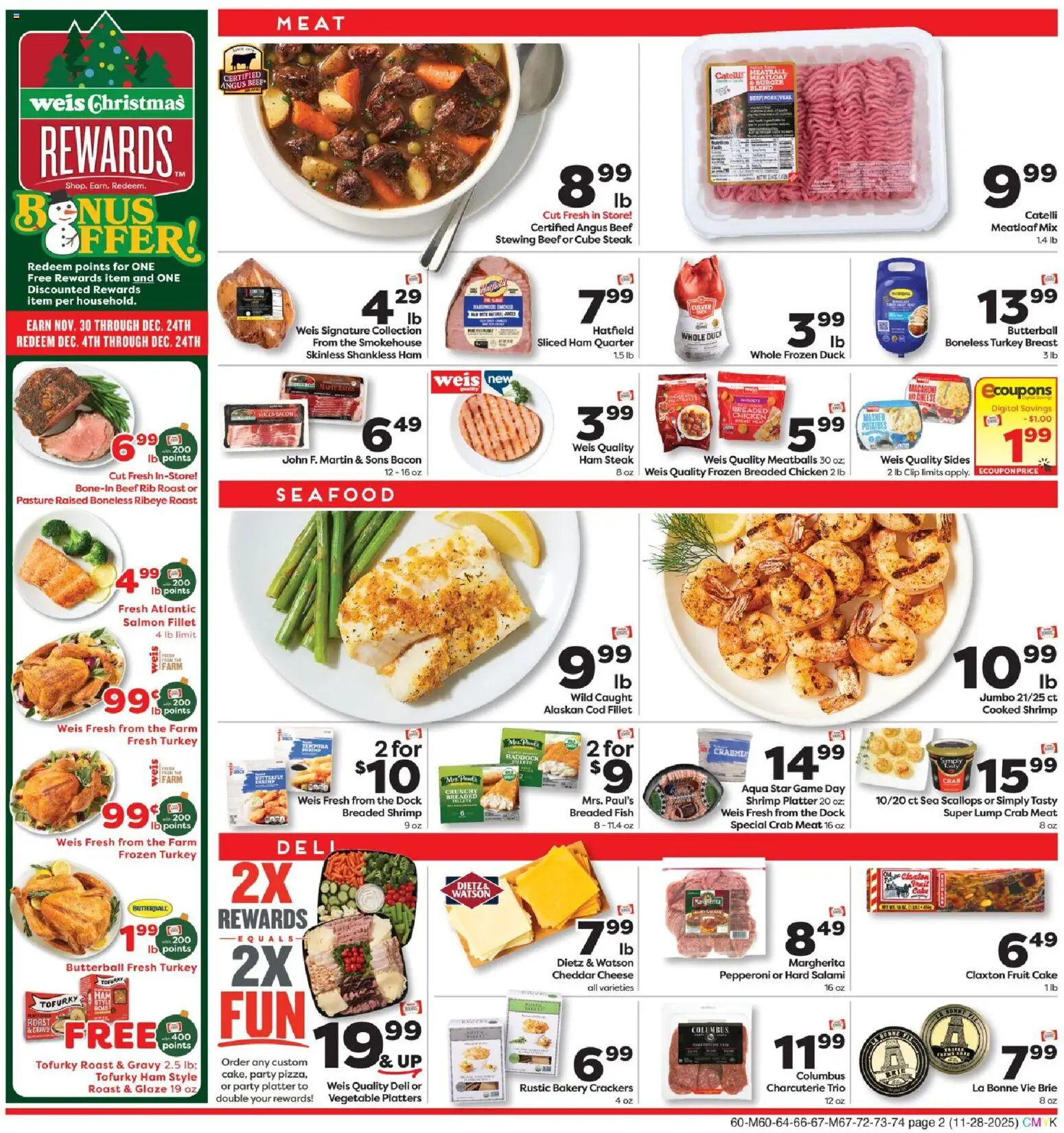Weis Monthly Ad - VA - valid from 28.11.2025 | Page: 2 | Products: Bakery, Cheese, Fish, Game