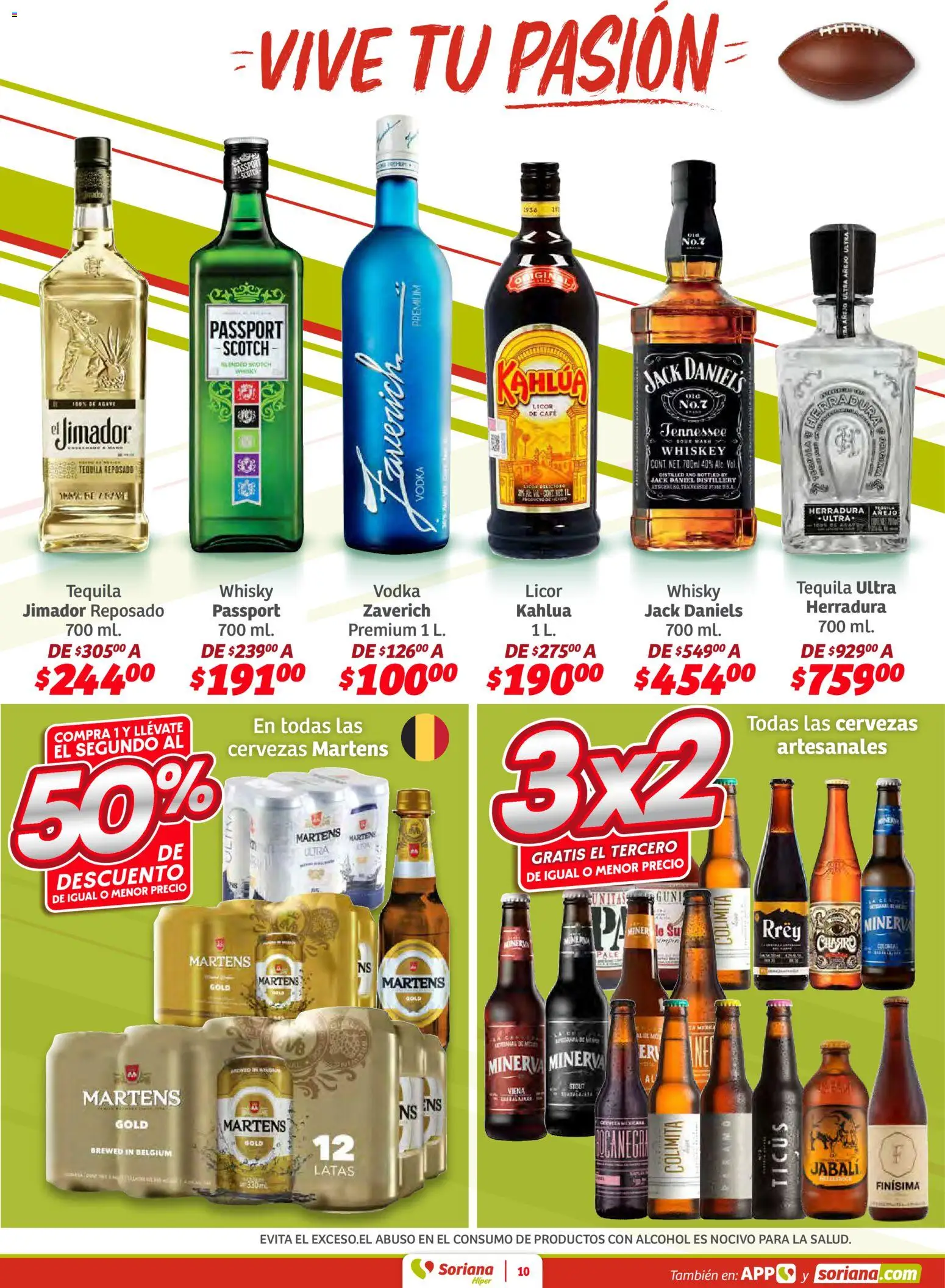 Nuevas ofertas de Soriana válidas en toda la República Mexicana desde el 29.01.2026. ¡Encuentra las mejores ofertas en Soriana - Preciazazaso Híper: Valle de México! | Página: 10 | Productos: Whiskey, Tequila, Vodka, Whisky
