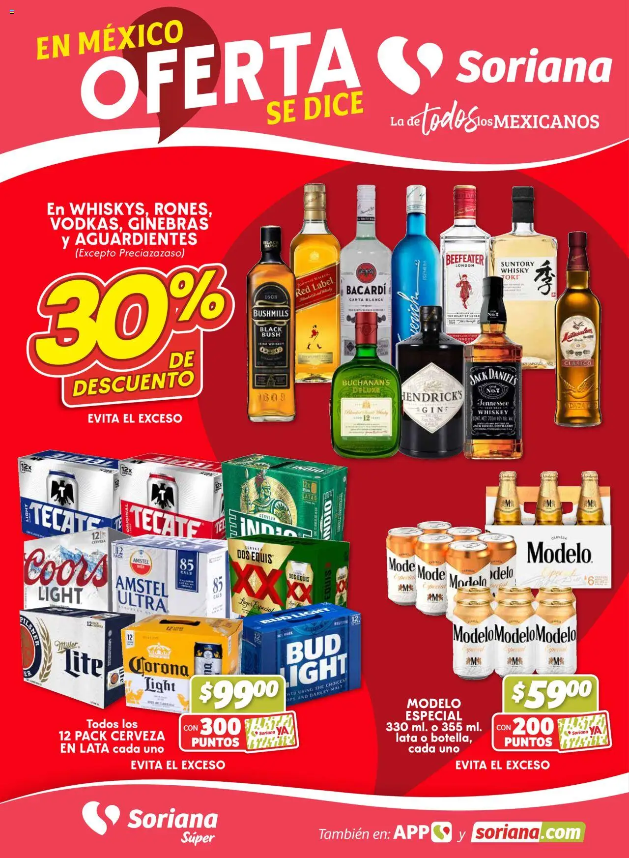 Nuevas ofertas de Soriana válidas en toda la República Mexicana desde el 21.08.2025. ¡Encuentra las mejores ofertas en Soriana - Fin de Semana Súper: Ags, Nay, Jal, Qro, Col, Mich, Gto, Hgo, Tlax, Mor, Pue, Gro, Oax, Edo. de Mex, Valle de México, Zac y SLP! | Página: 1 | Productos: Whiskey, Cerveza, Whisky