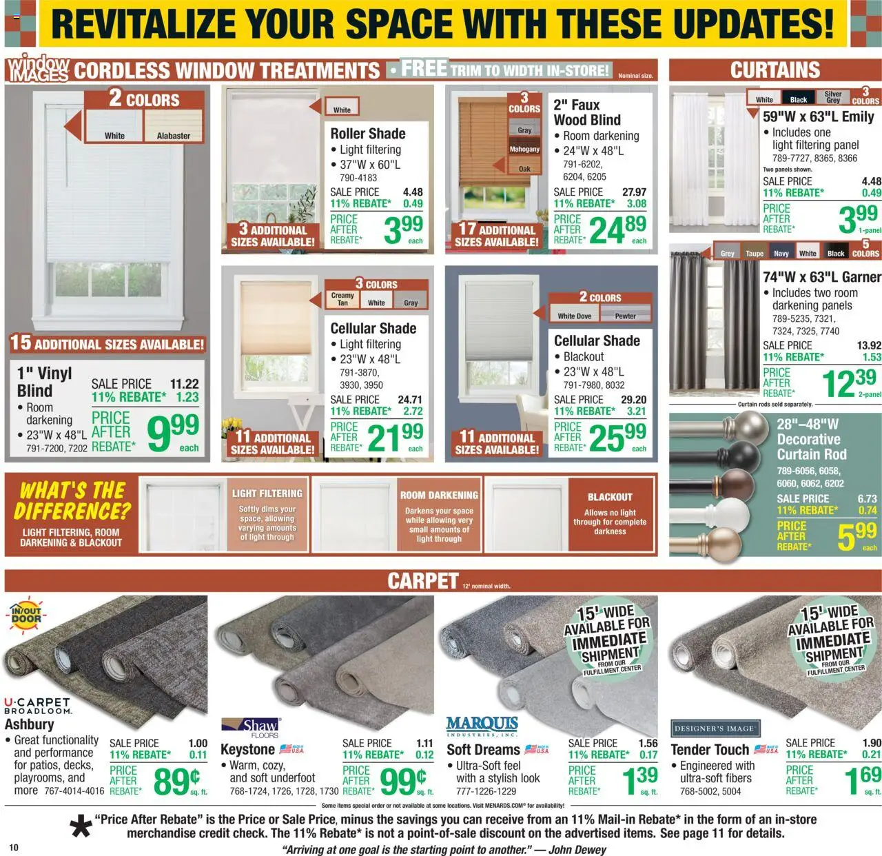 Menards Weekly Ad - valid from 17.09.2025 | Page: 16 | Products: Trim, Carpet, Rod