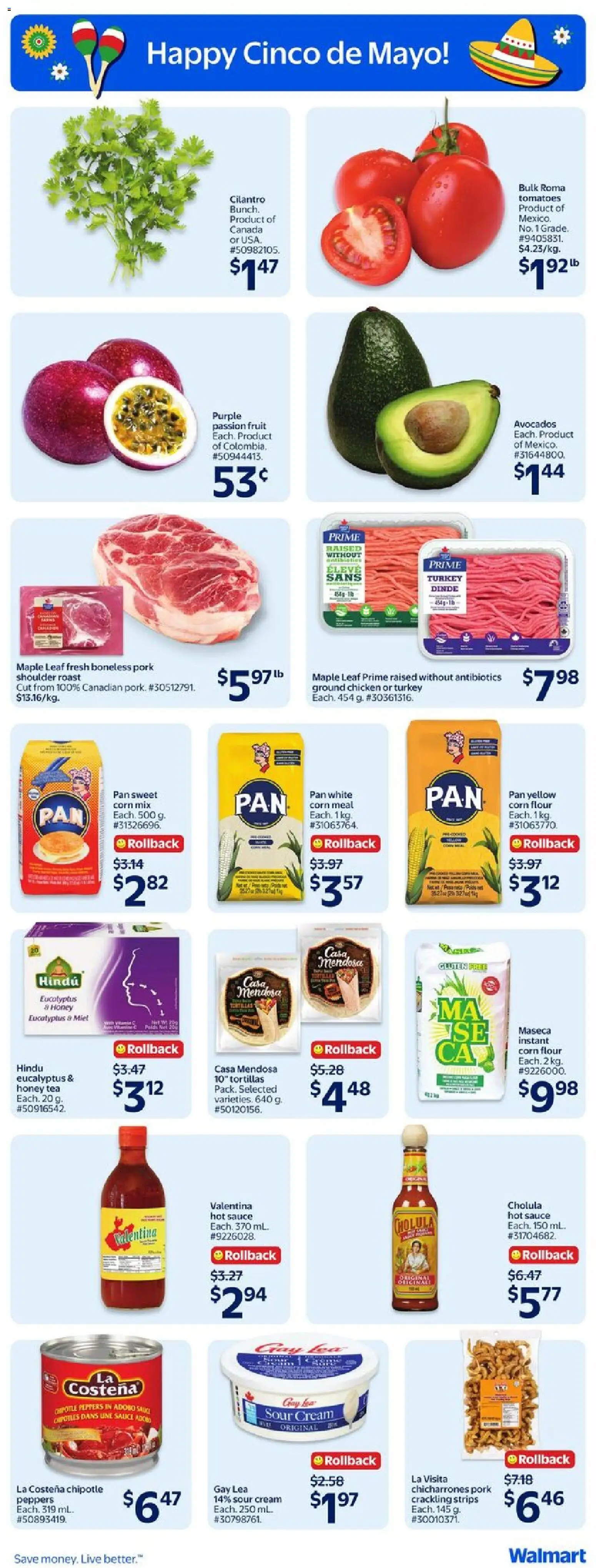 Walmart flyer valid from 30.04.2026 | Page: 5 | Products: Cream, Turkey, Chicken, Tomatoes