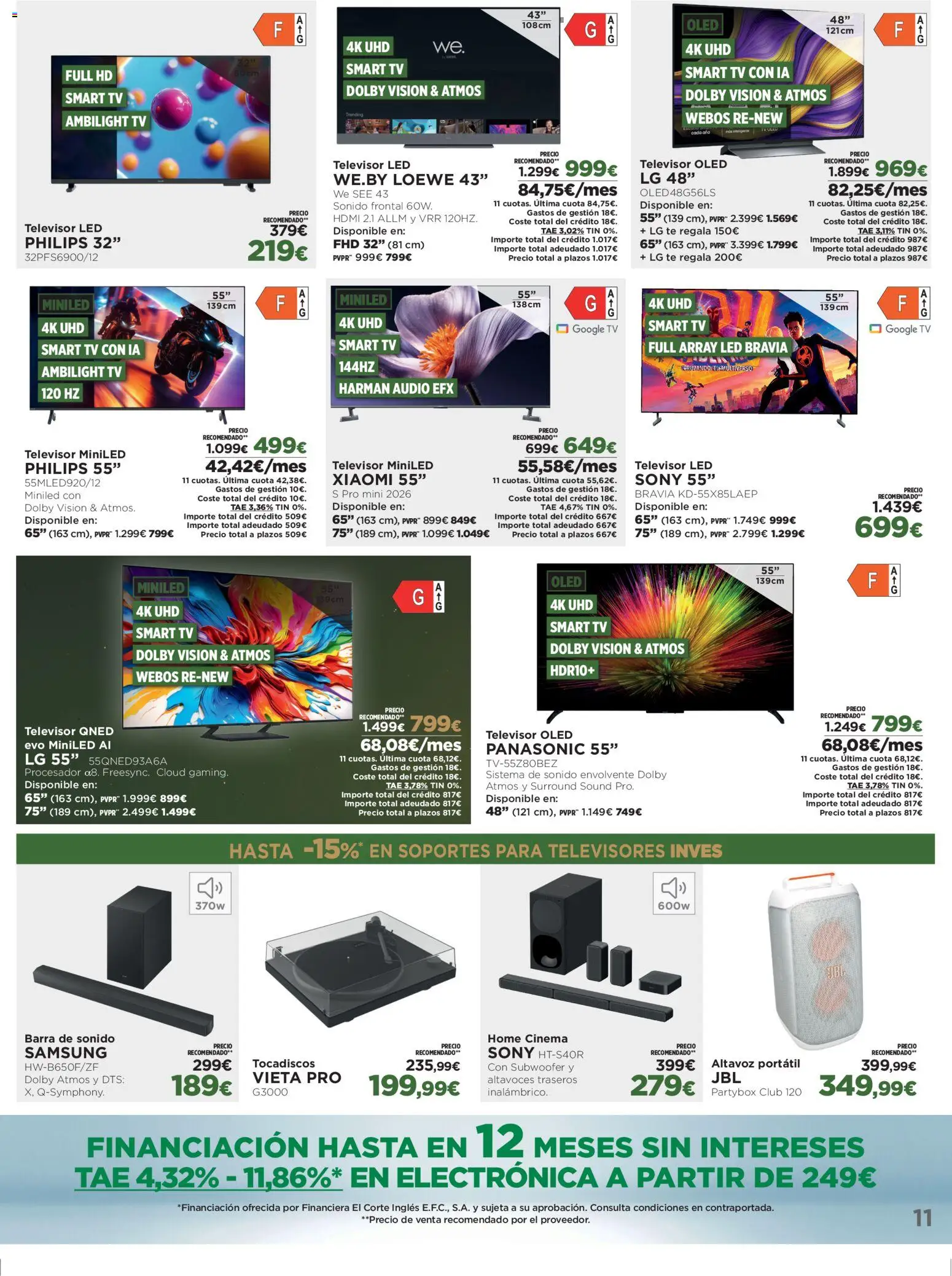 Nuevas ofertas de El Corte Inglés válidas en toda la República Mexicana desde el 26.12.2025. ¡Encuentra las mejores ofertas en El Corte Inglés catálogo Los Tecnoprecios! | Página: 11 | Productos: Audio, Barra, Té, Televisor