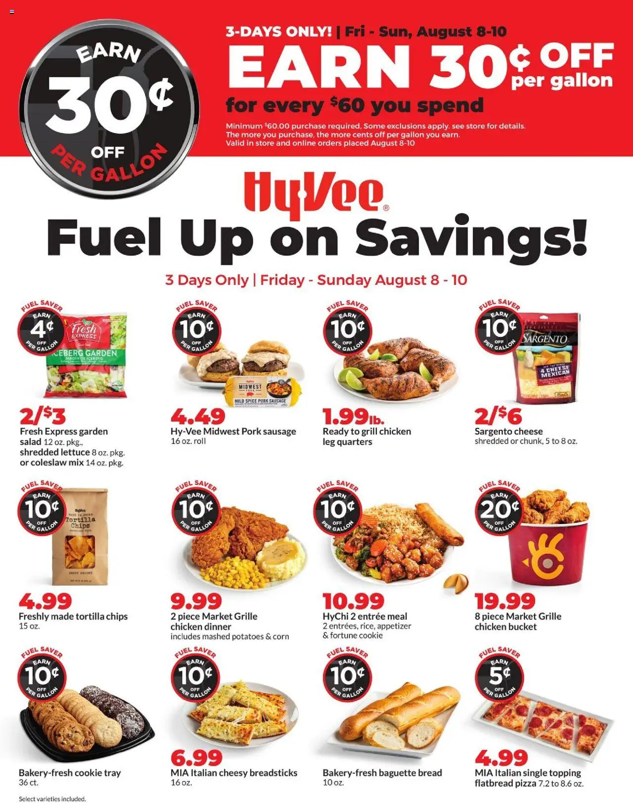 HyVee Special Sales - valid from 08.08.2025 | Page: 1 | Products: Corn, Bread, Pizza, Grill