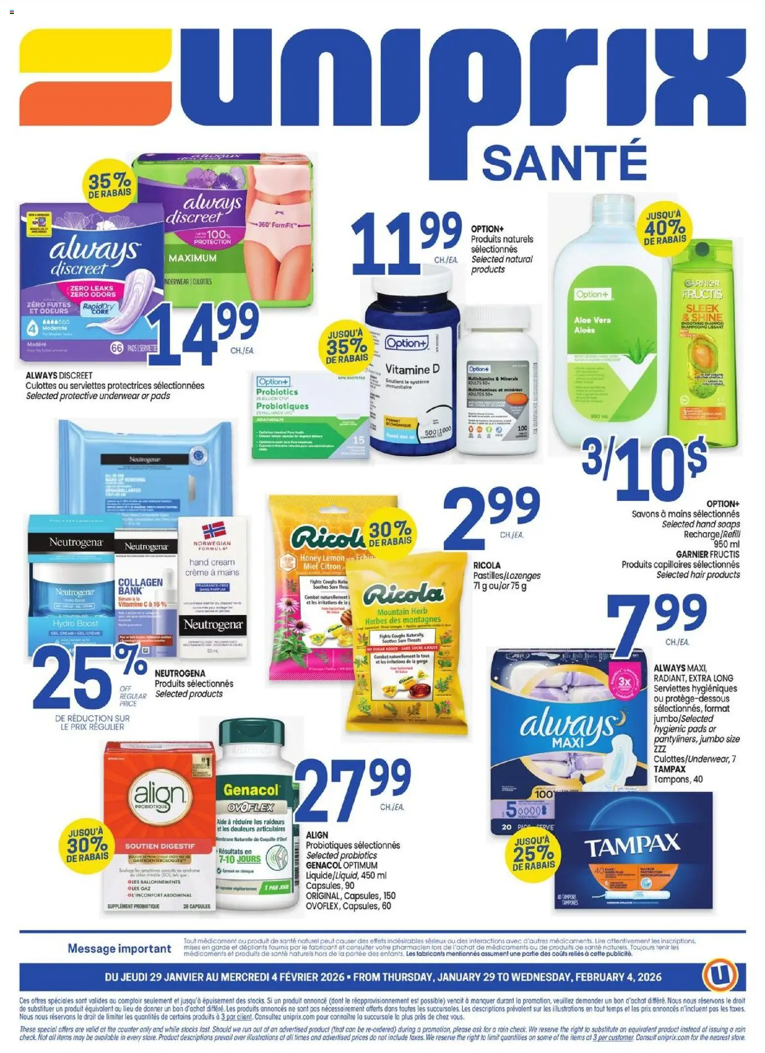 Uniprix flyer valid from 29.01.2026 | Page: 4 | Products: Cream, Hand cream, Underwear