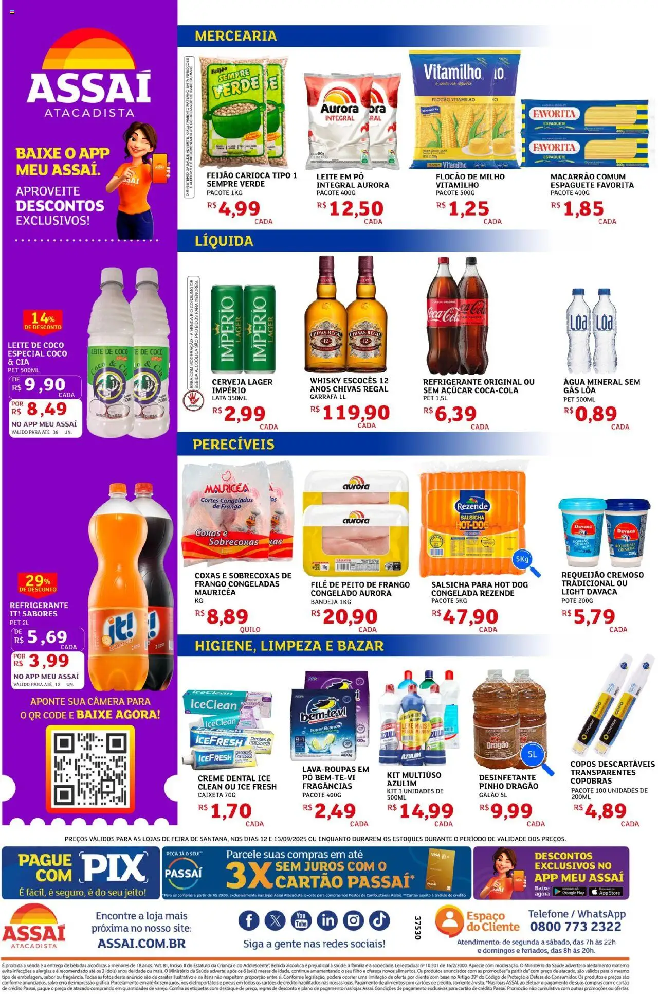 Assaí Atacadista Folheto - válido de 12.09.2025 | Página: 2 | Produtos: Salsicha, Cerveja, Açúcar, Refrigerante